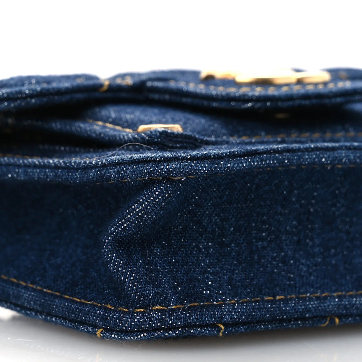 Denim Quilted Double You Card Holder On Chain Blue - Image 9