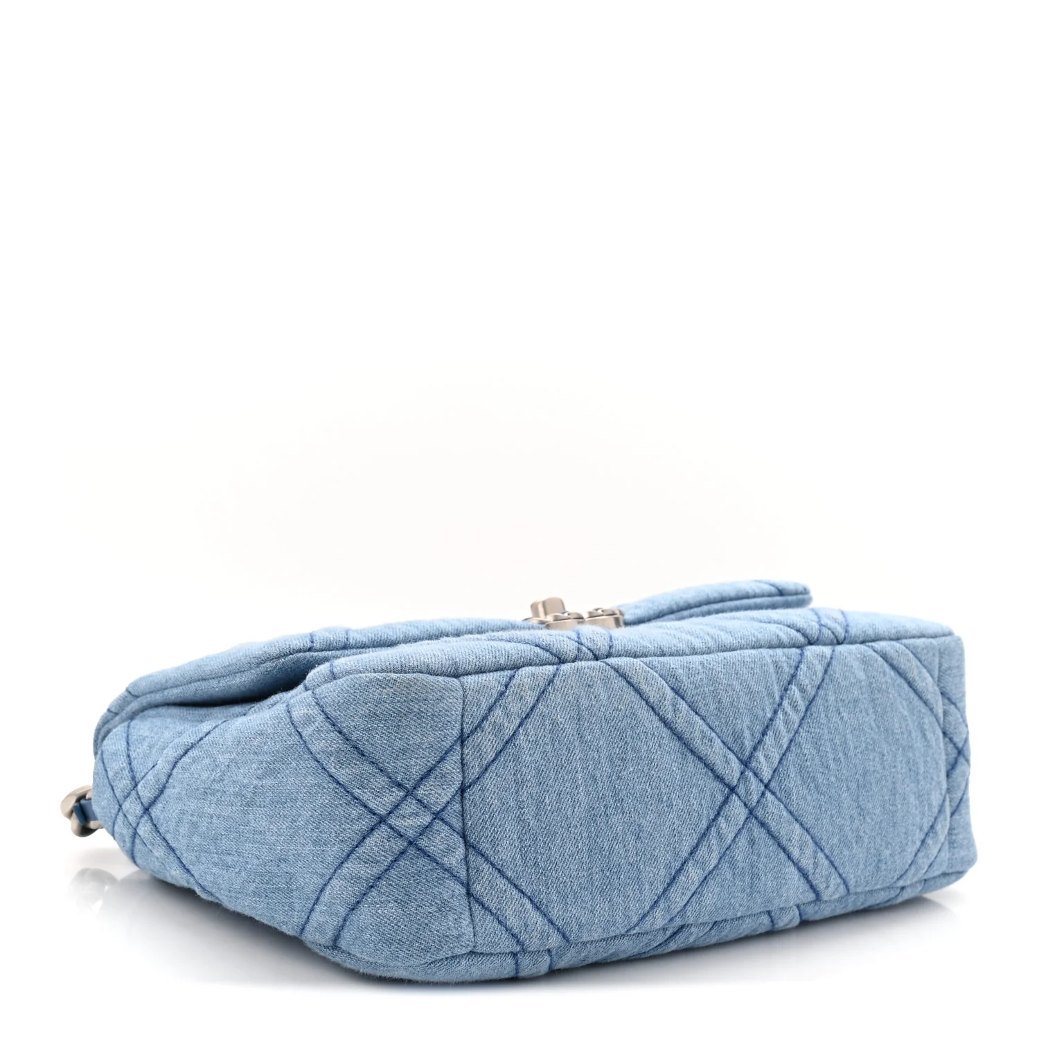 Denim Quilted Medium Chanel 19 Flap Blue - Image 4