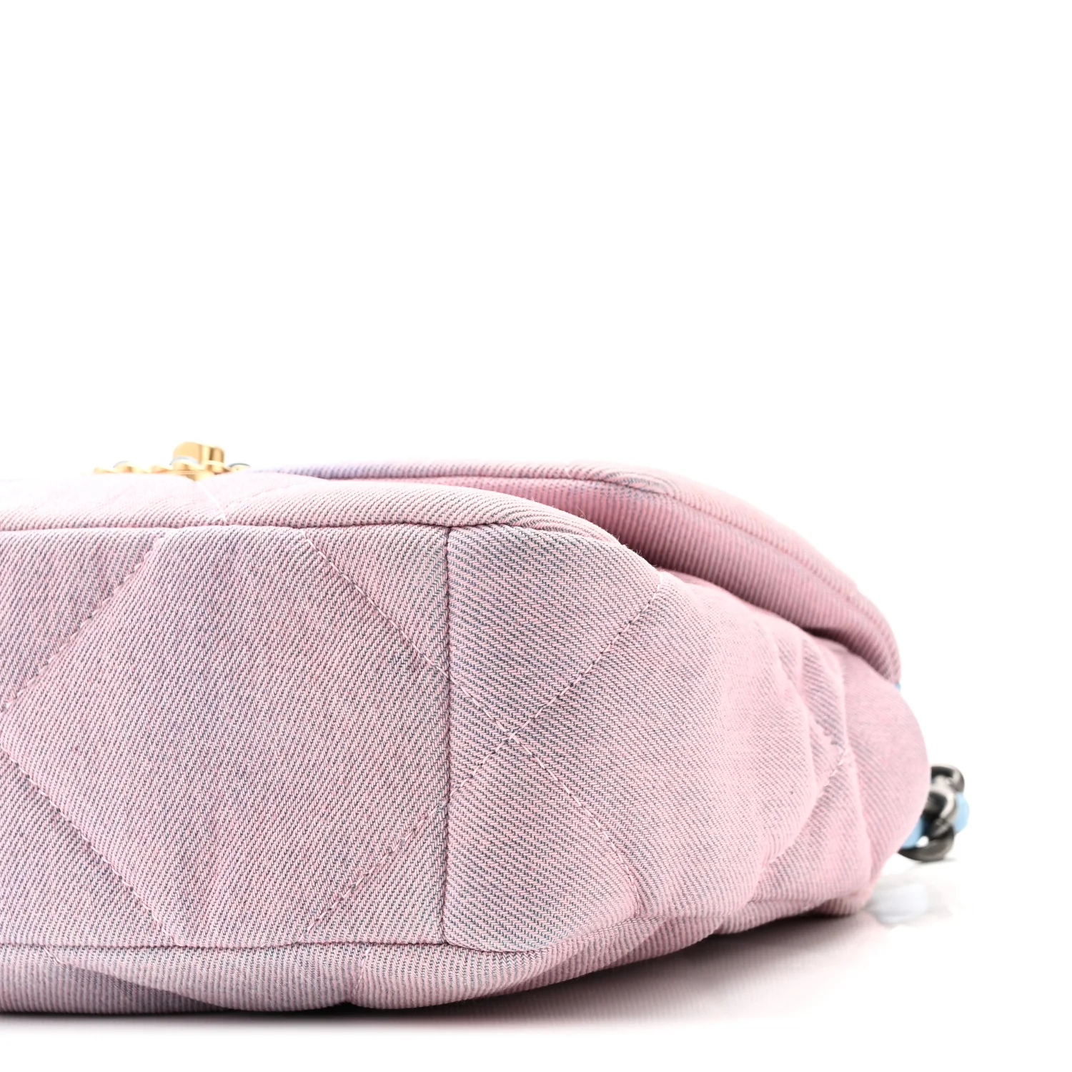 Denim Quilted Medium Chanel 19 Flap Blue Pink - Image 10