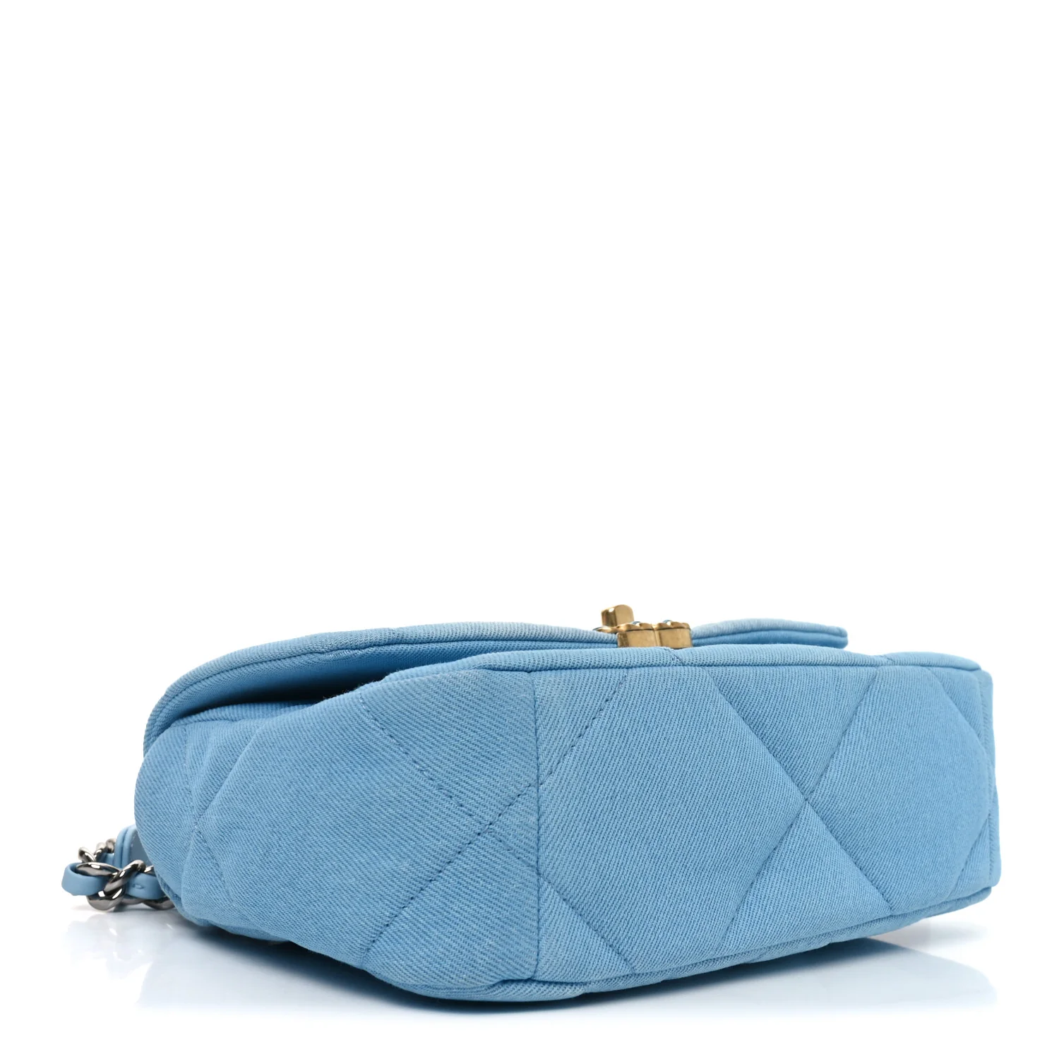 Denim Quilted Medium Chanel 19 Flap Light Blue - Image 4
