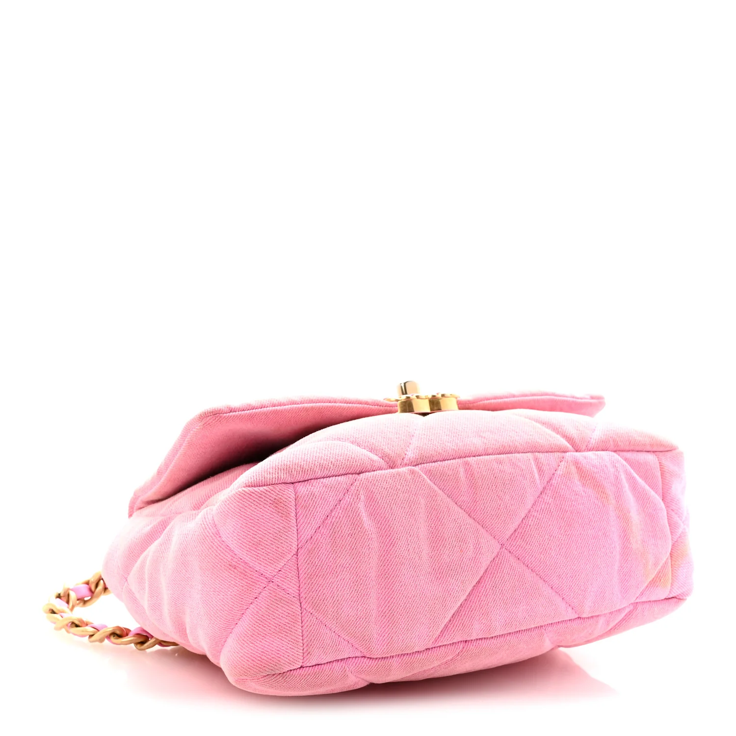 Denim Quilted Medium Chanel 19 Flap Neon Pink - Image 4