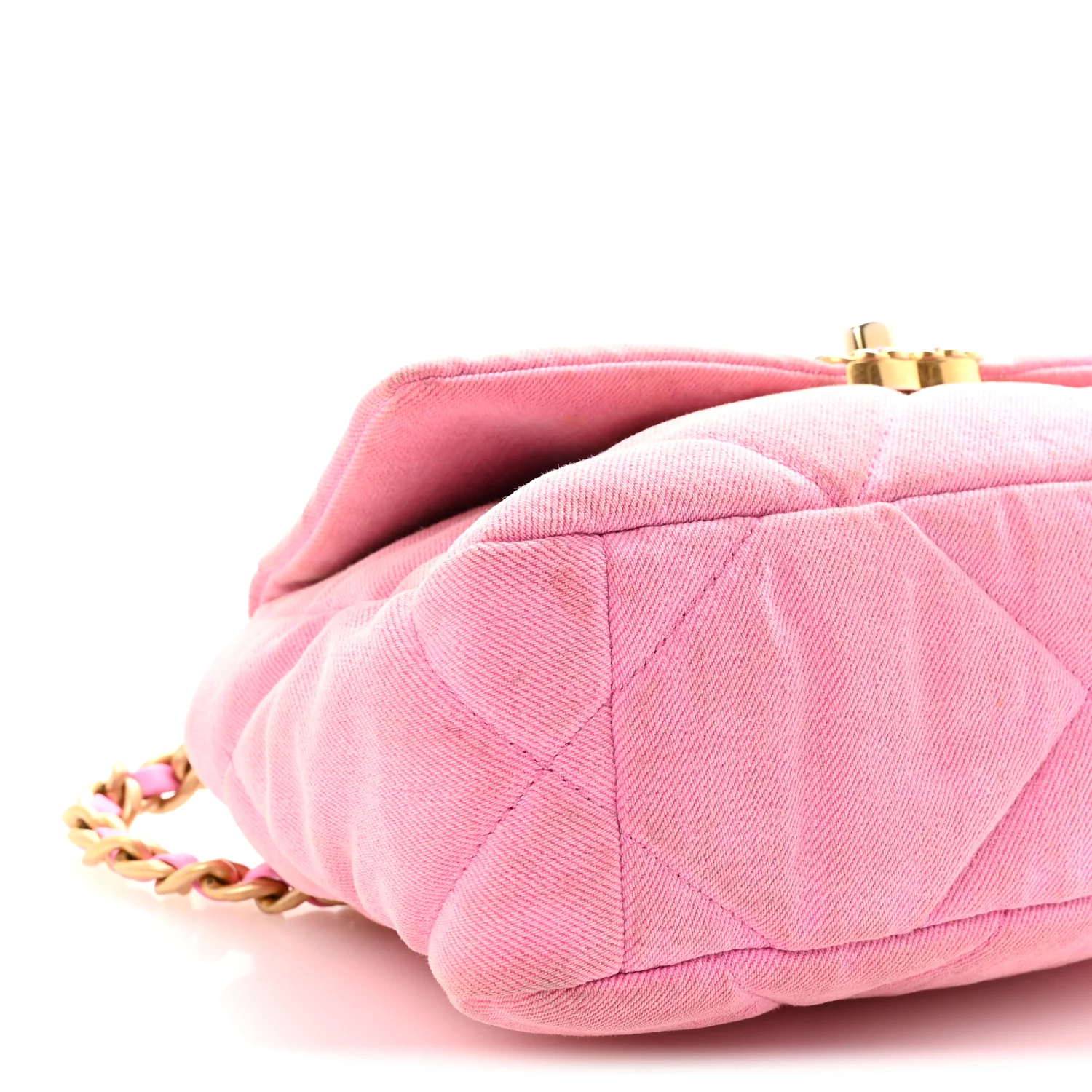 Denim Quilted Medium Chanel 19 Flap Neon Pink - Image 9
