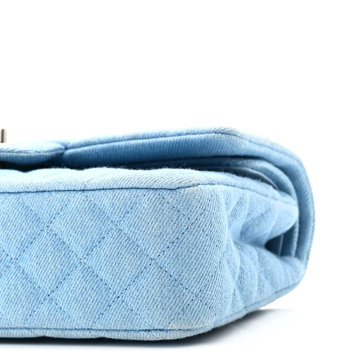 Denim Quilted Medium Double Flap Light Blue - Image 10