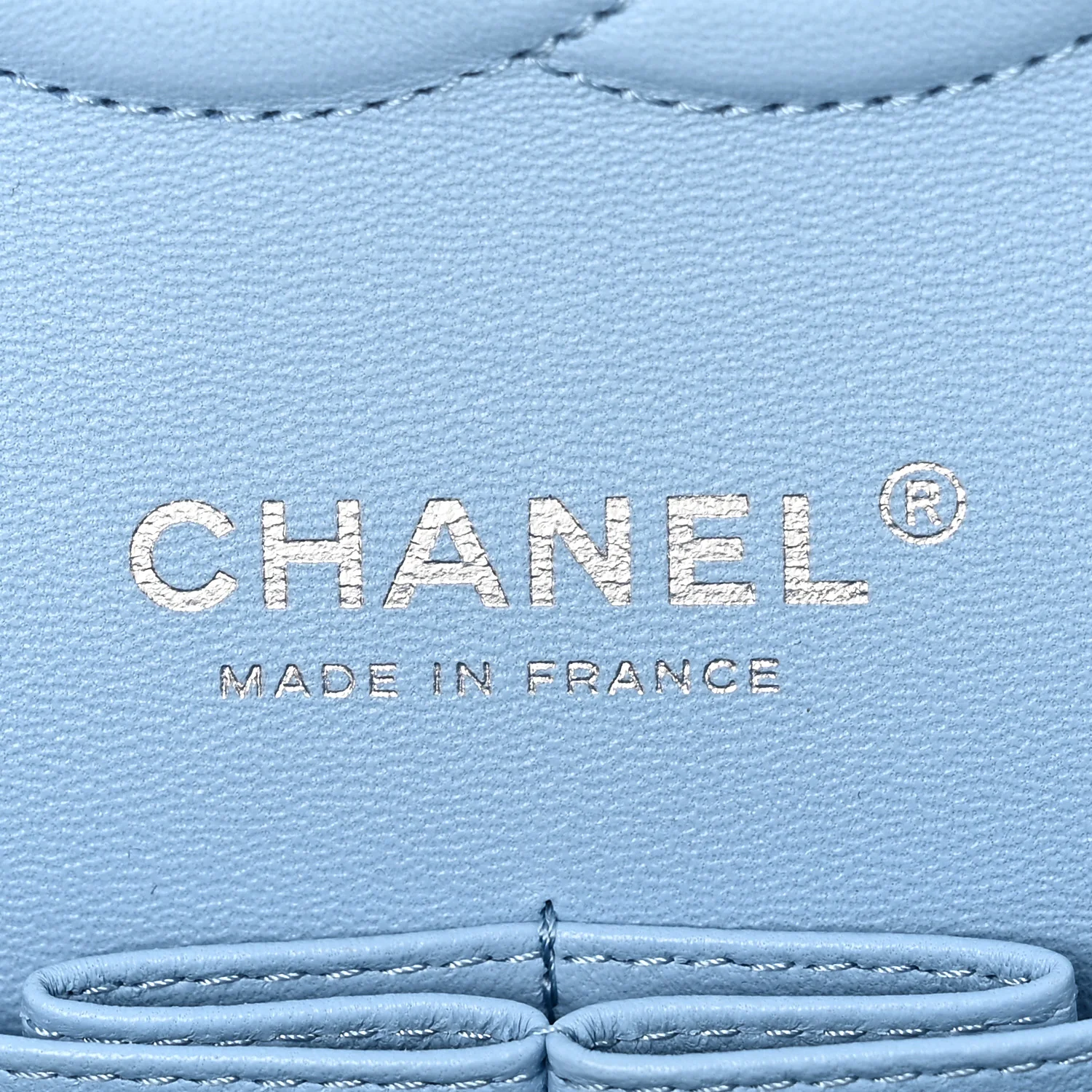 Denim Quilted Medium Double Flap Light Blue - Image 6