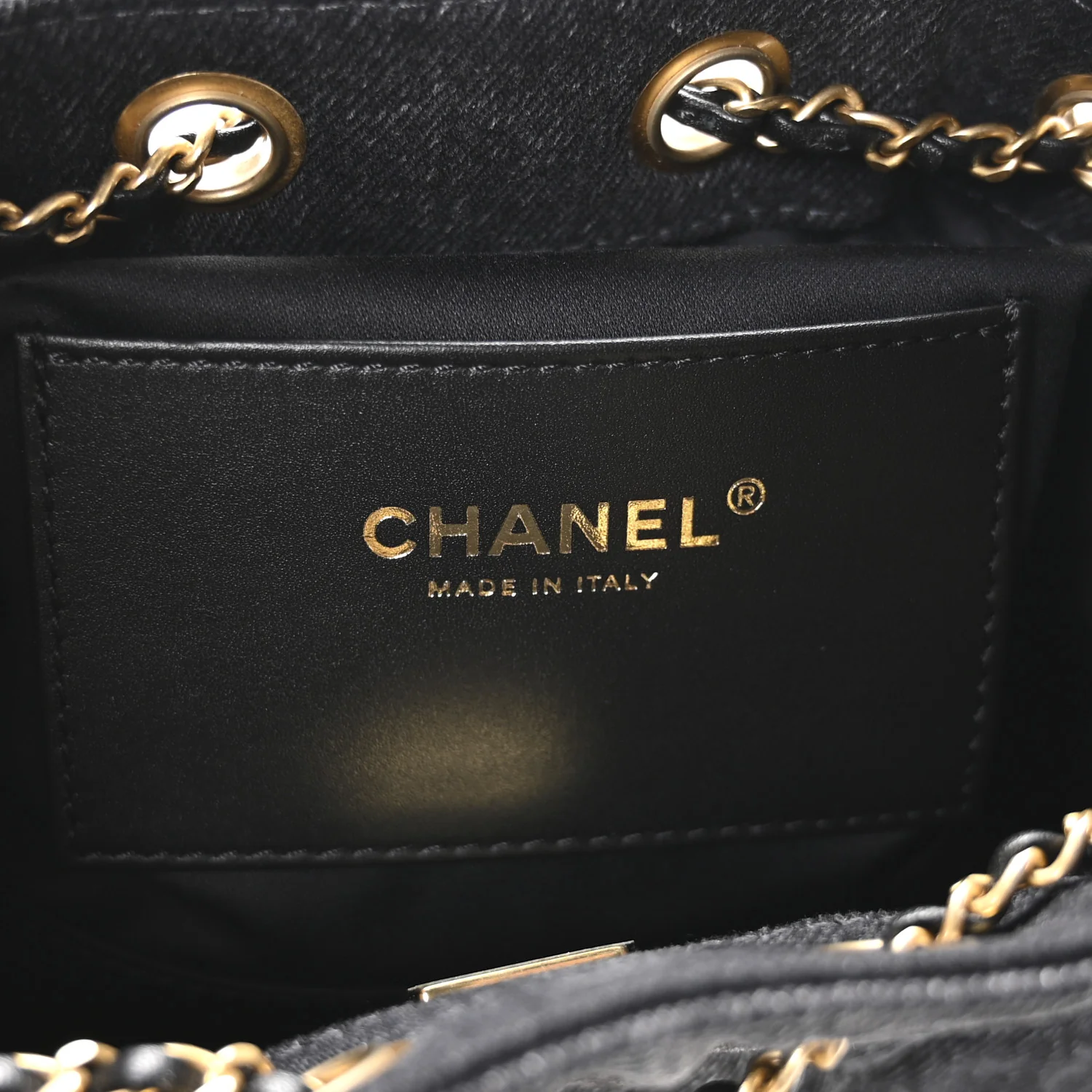 Denim Quilted Mini Chanel 25 Handbag Black - Image 6