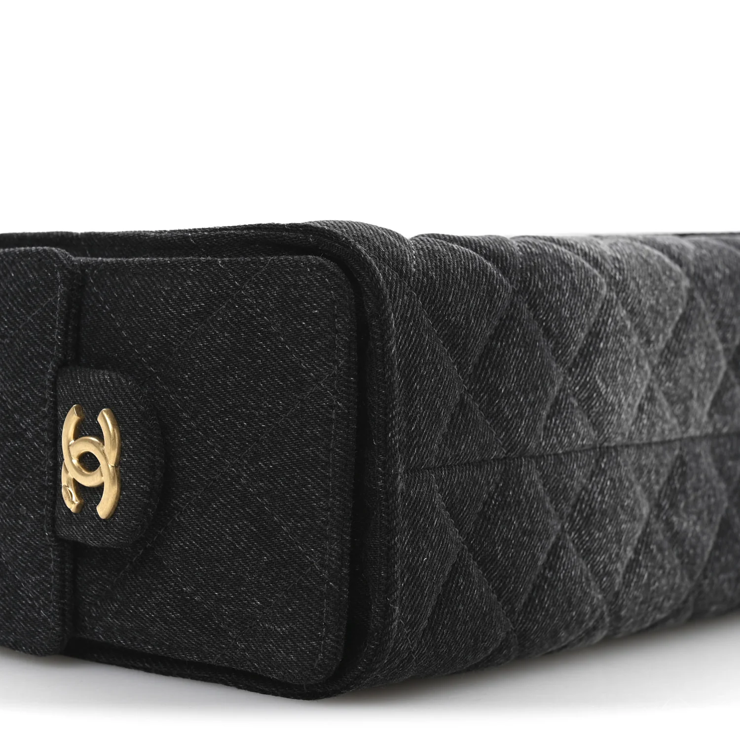 Denim Quilted Mini Chanel 25 Handbag Black - Image 9