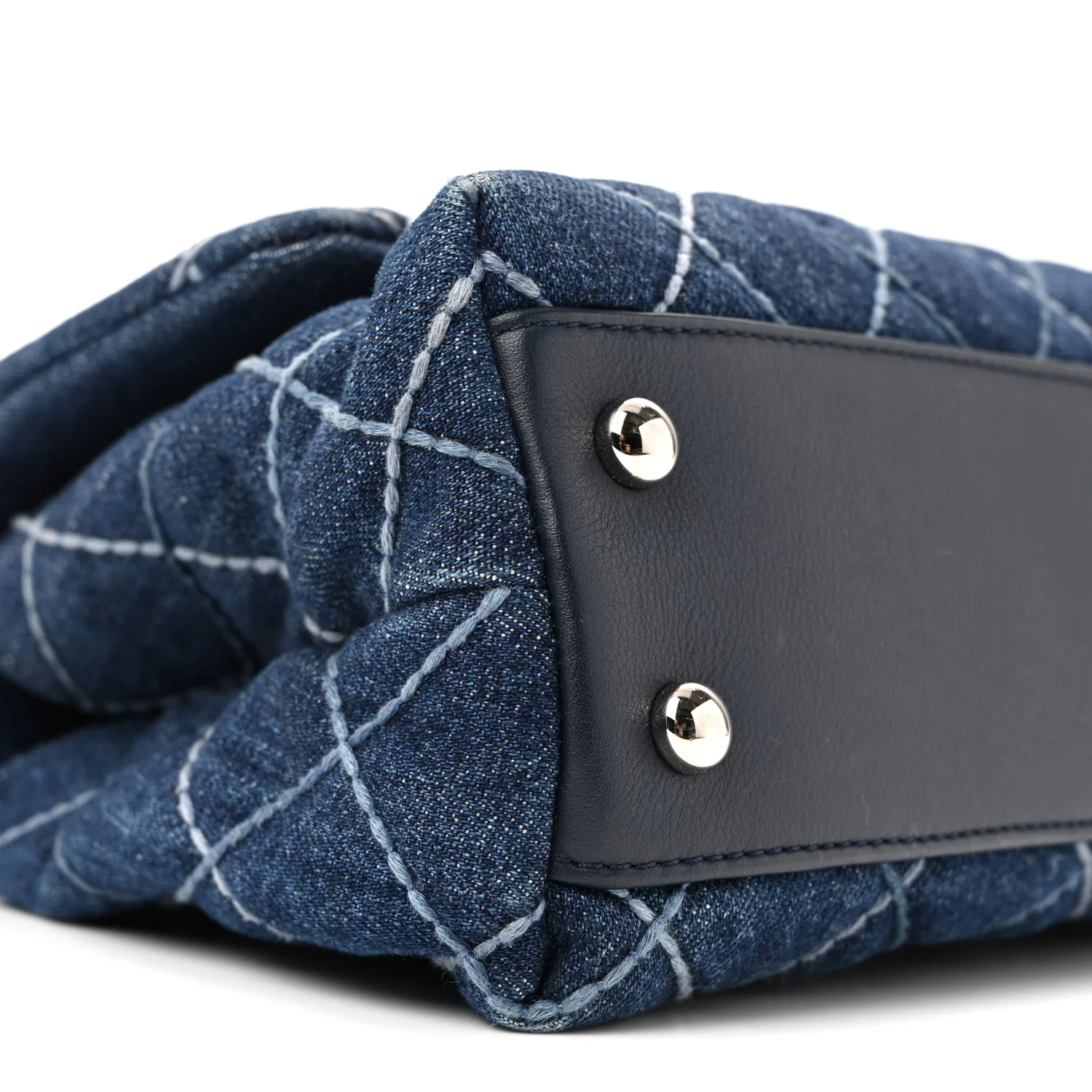 Denim Quilted Mini Coco Handle Flap Blue - Image 25