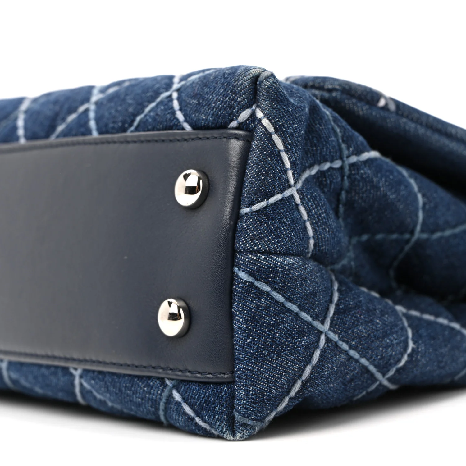 Denim Quilted Mini Coco Handle Flap Blue - Image 26