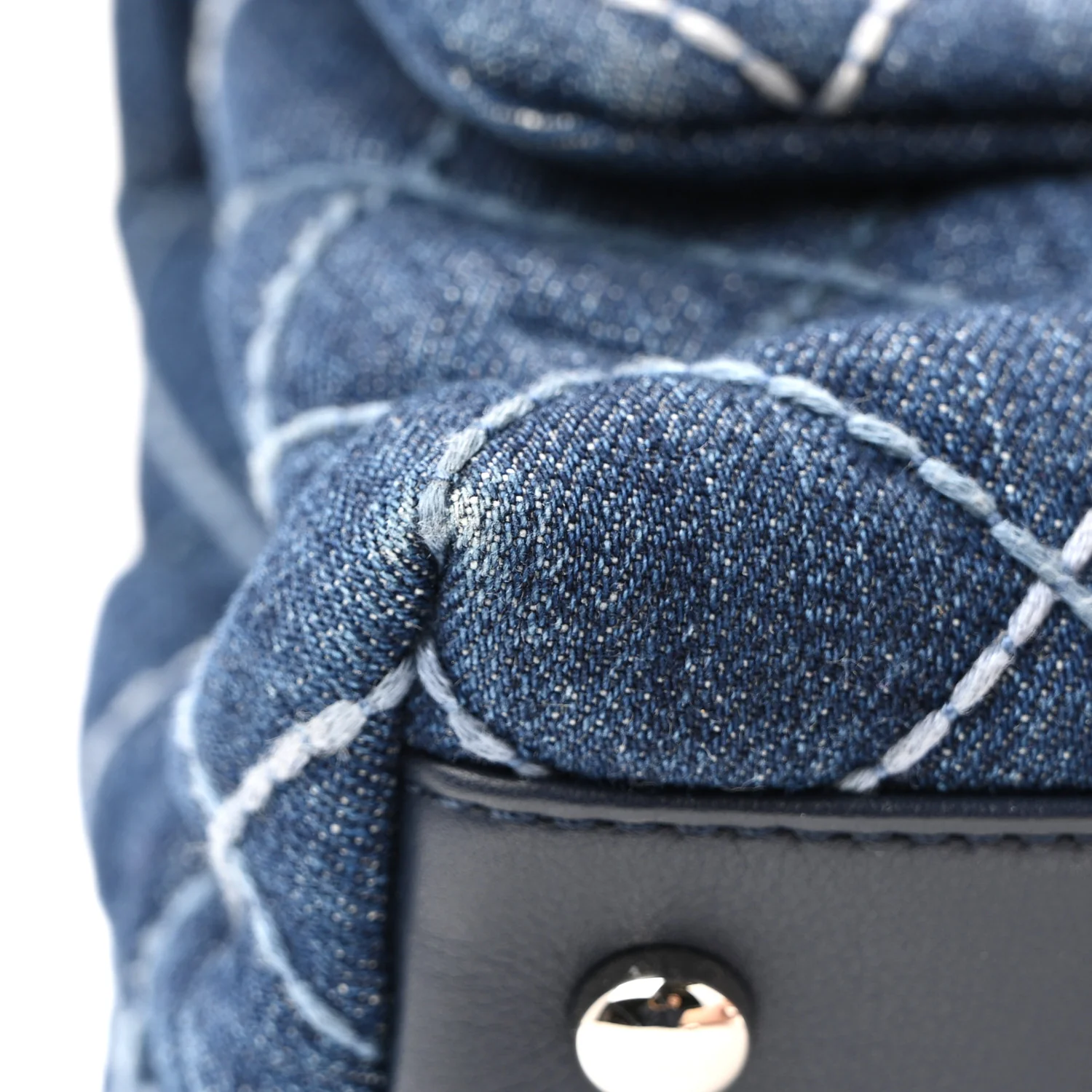 Denim Quilted Mini Coco Handle Flap Blue - Image 34