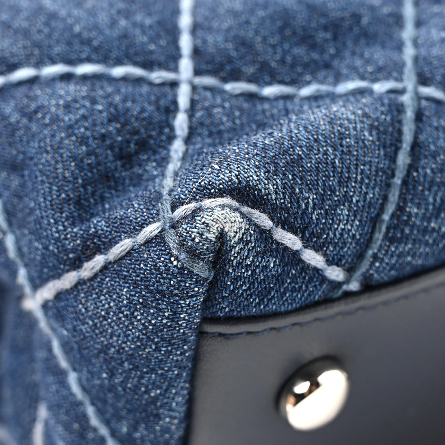 Denim Quilted Mini Coco Handle Flap Blue - Image 35