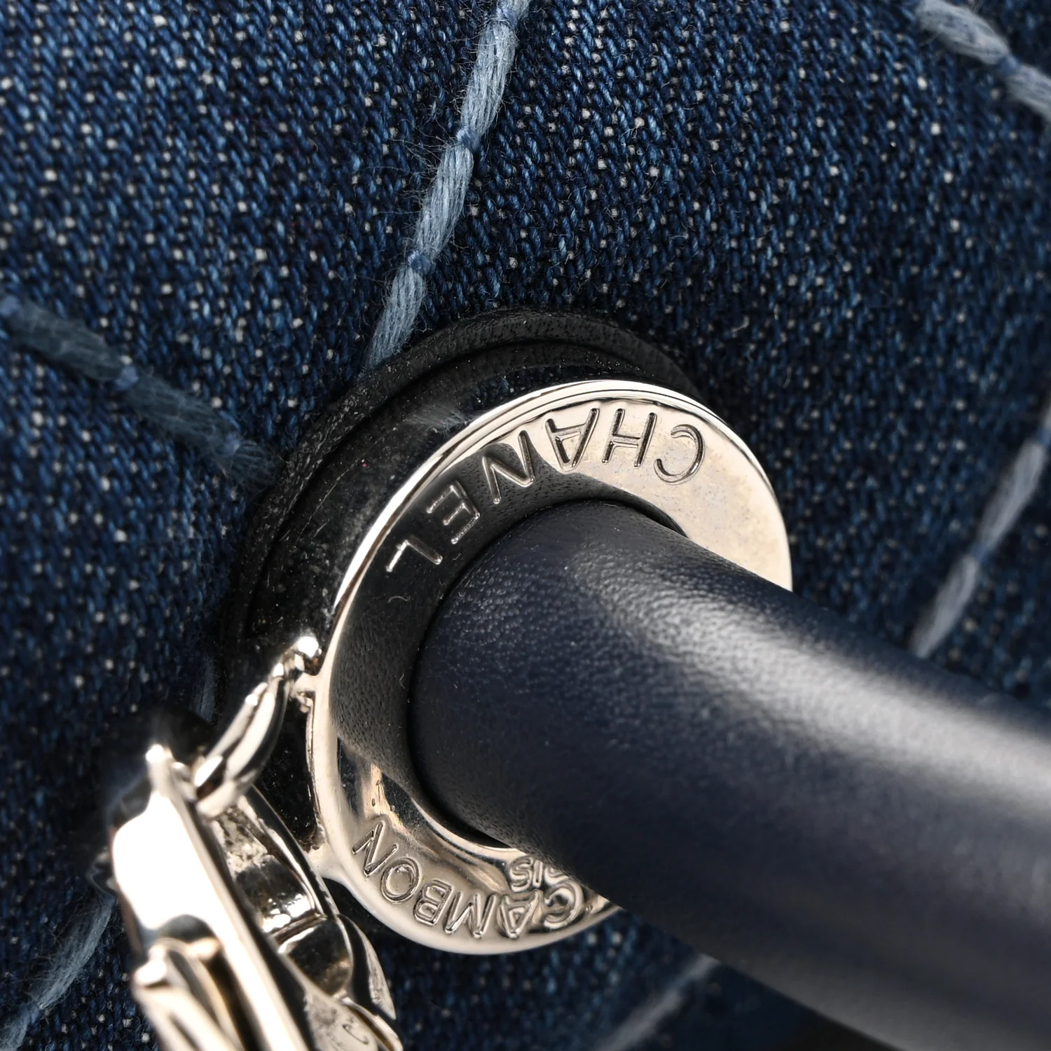 Denim Quilted Mini Coco Handle Flap Blue - Image 40