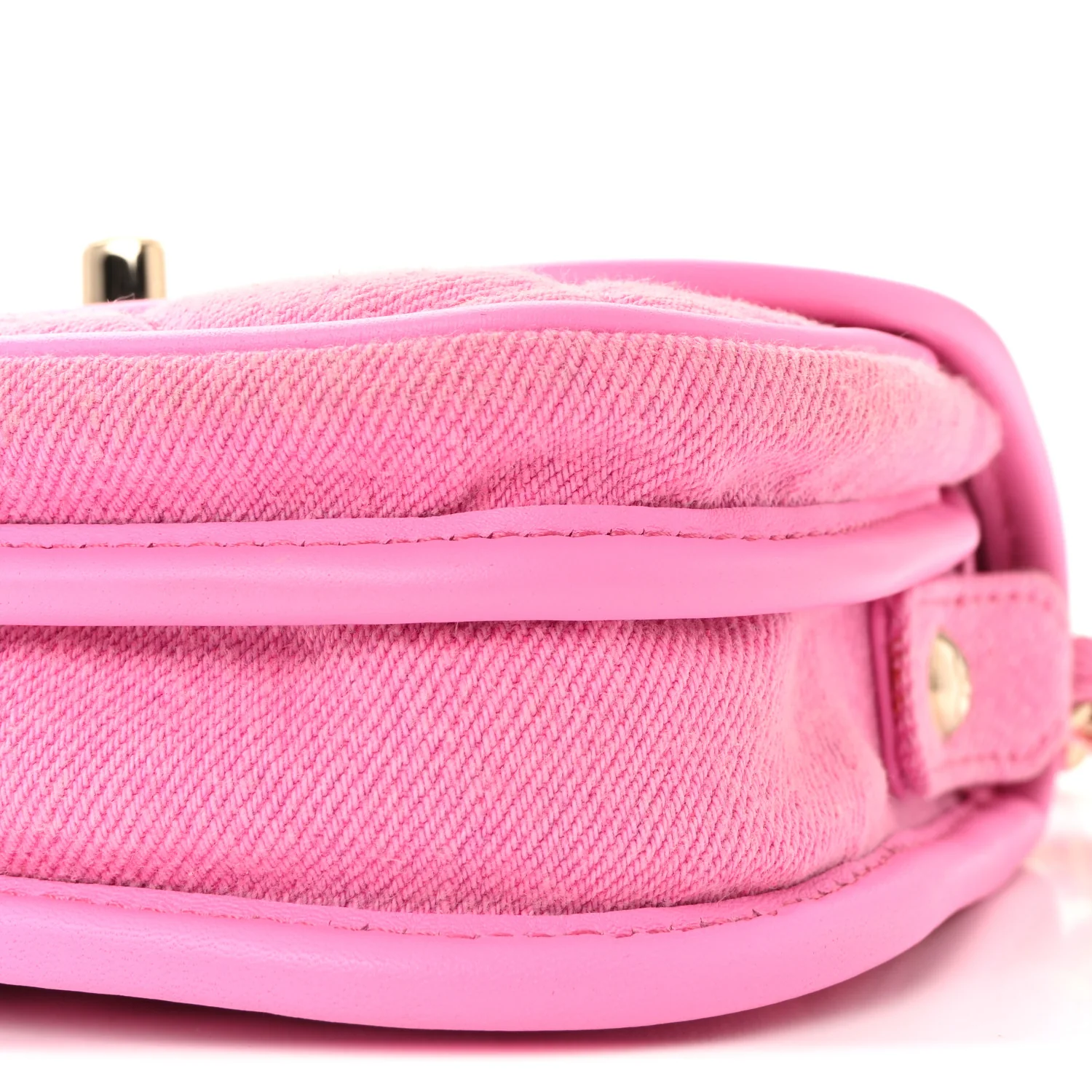 Denim Quilted Mini Messenger Flap Neon Pink - Image 10
