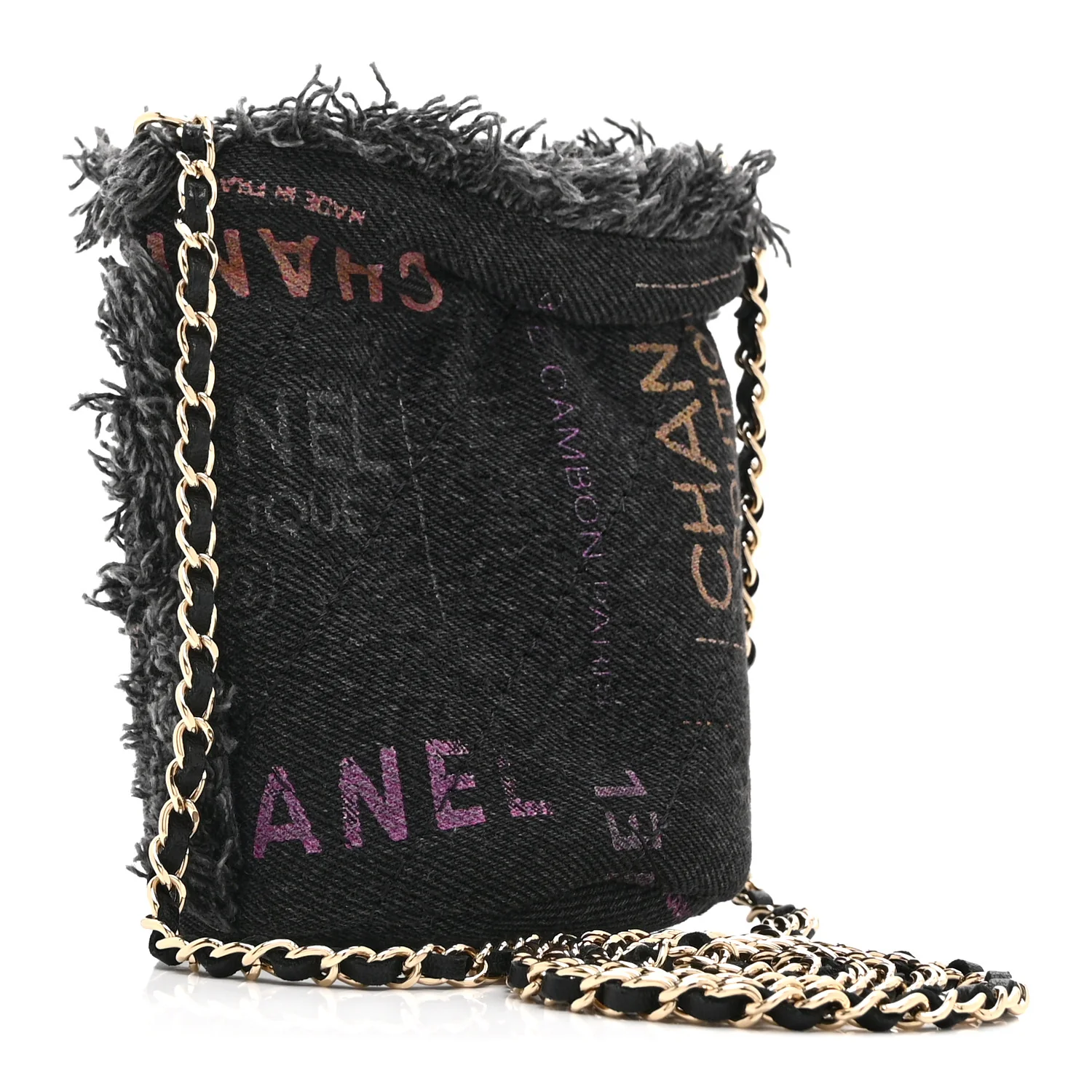 Denim Quilted Mood Mini Bucket With Chain Black Multicolor - Image 3