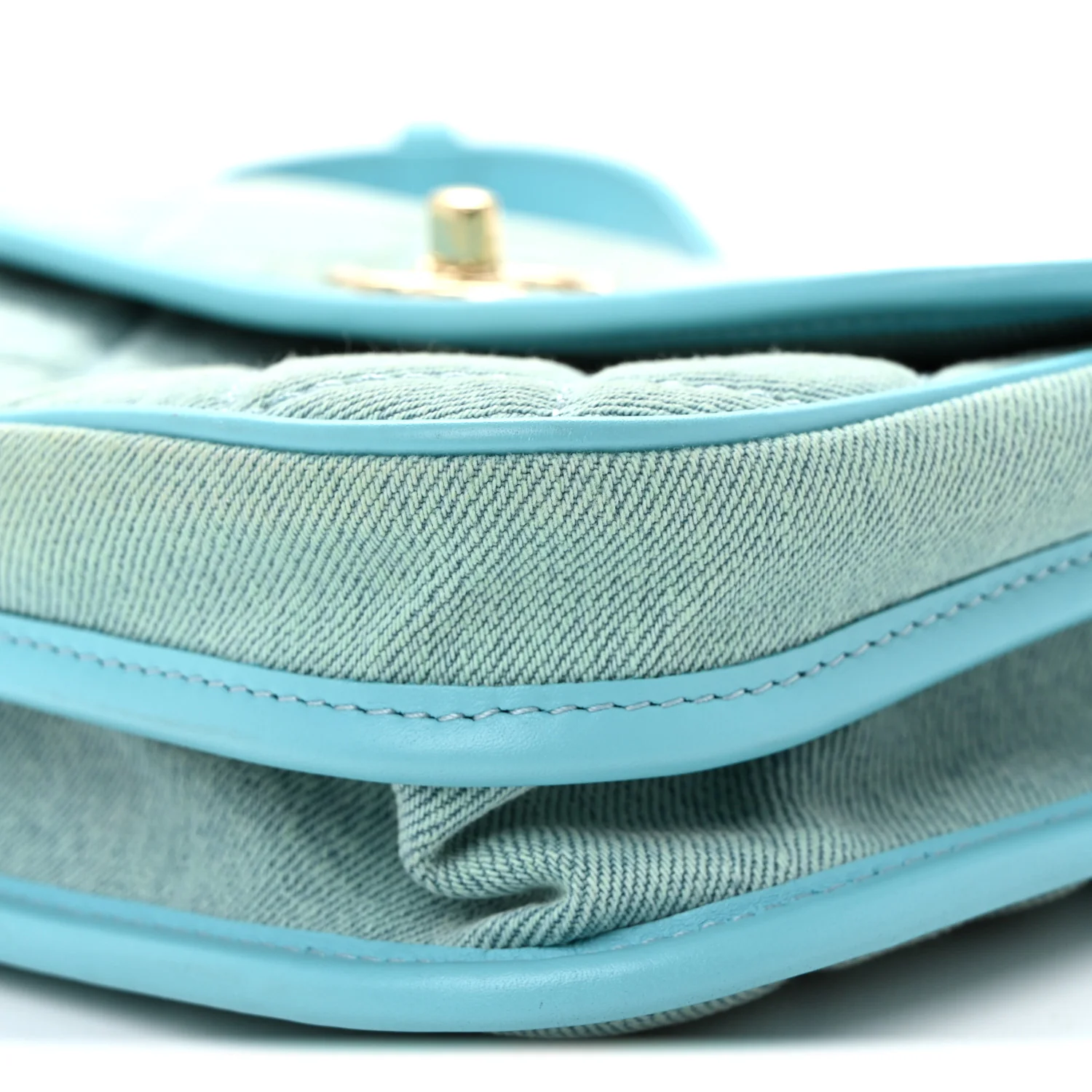 Denim Quilted Small Messenger Flap Neon Blue - Image 10