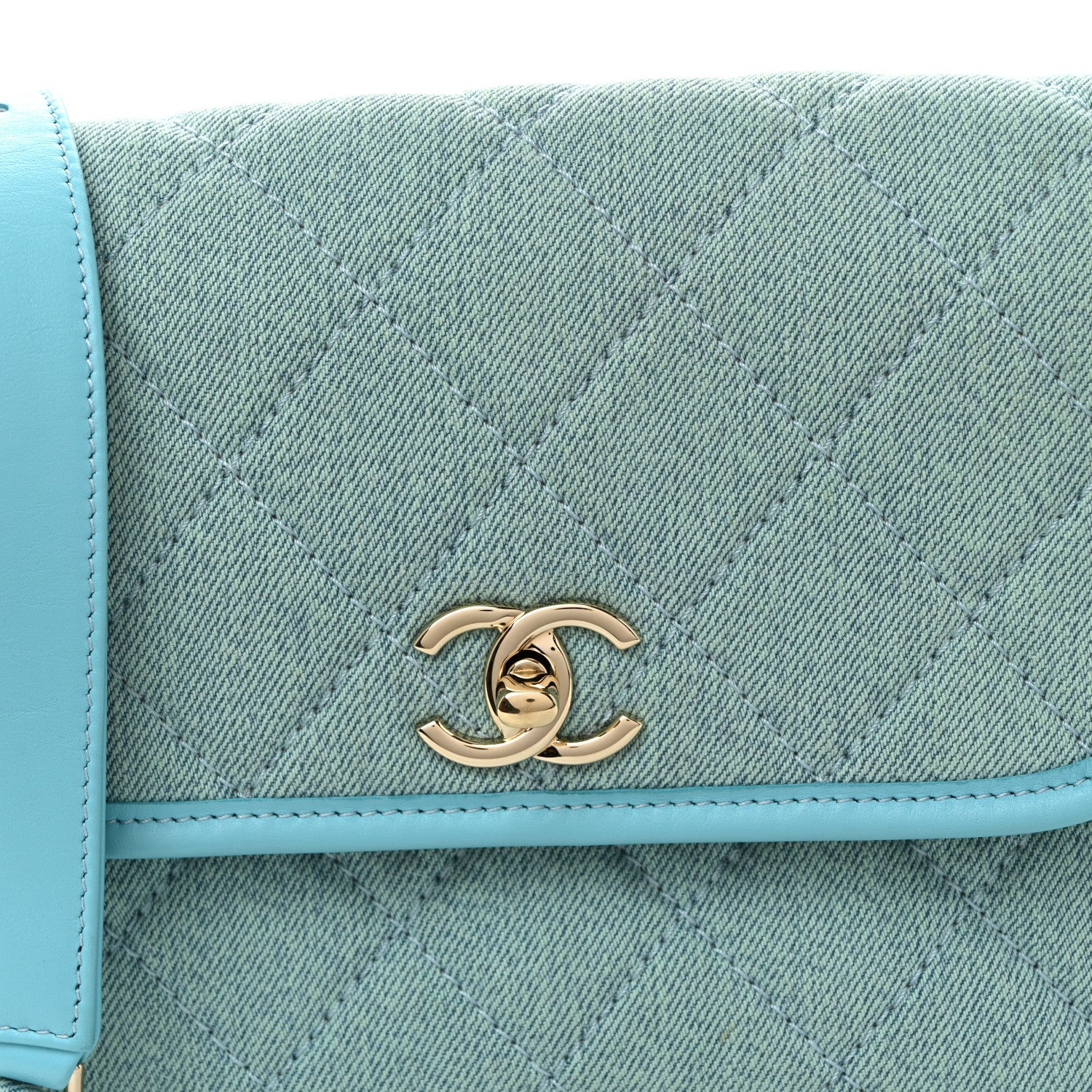 Denim Quilted Small Messenger Flap Neon Blue - Image 8