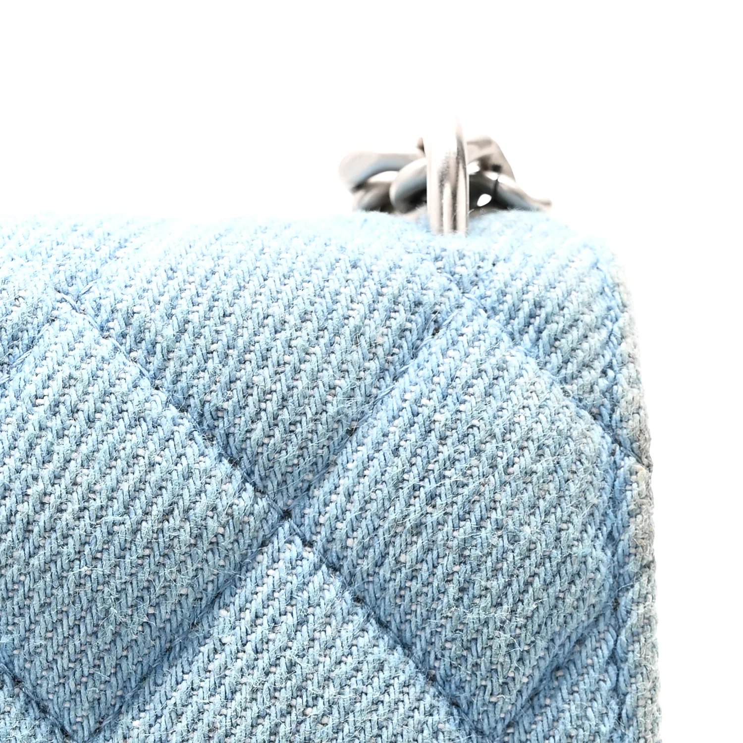 Denim Quilted Sweetheart Wallet On Chain WOC Blue - Image 12