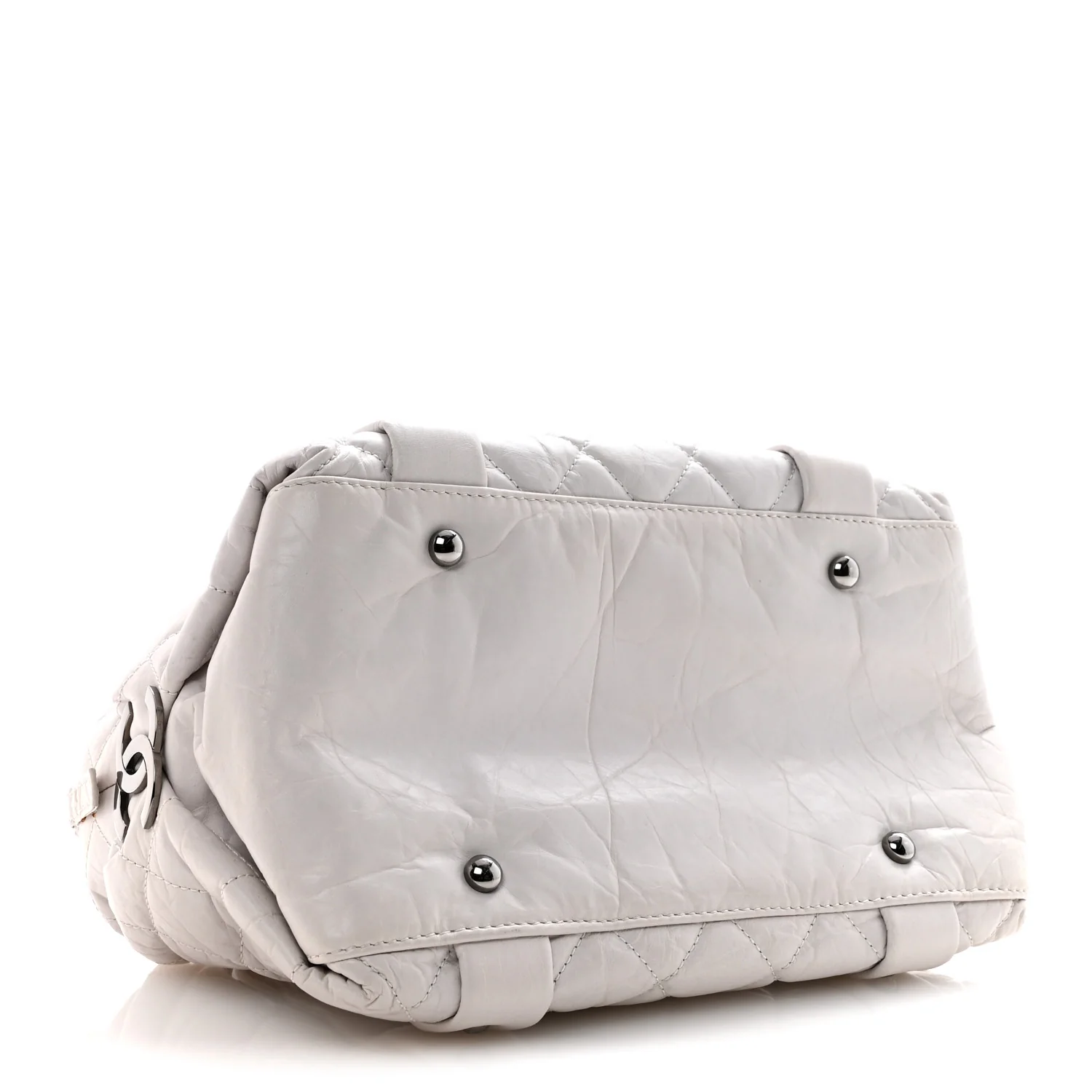Distressed Lambskin Vintage Ligne Lady Braid Small Tote White - Image 4
