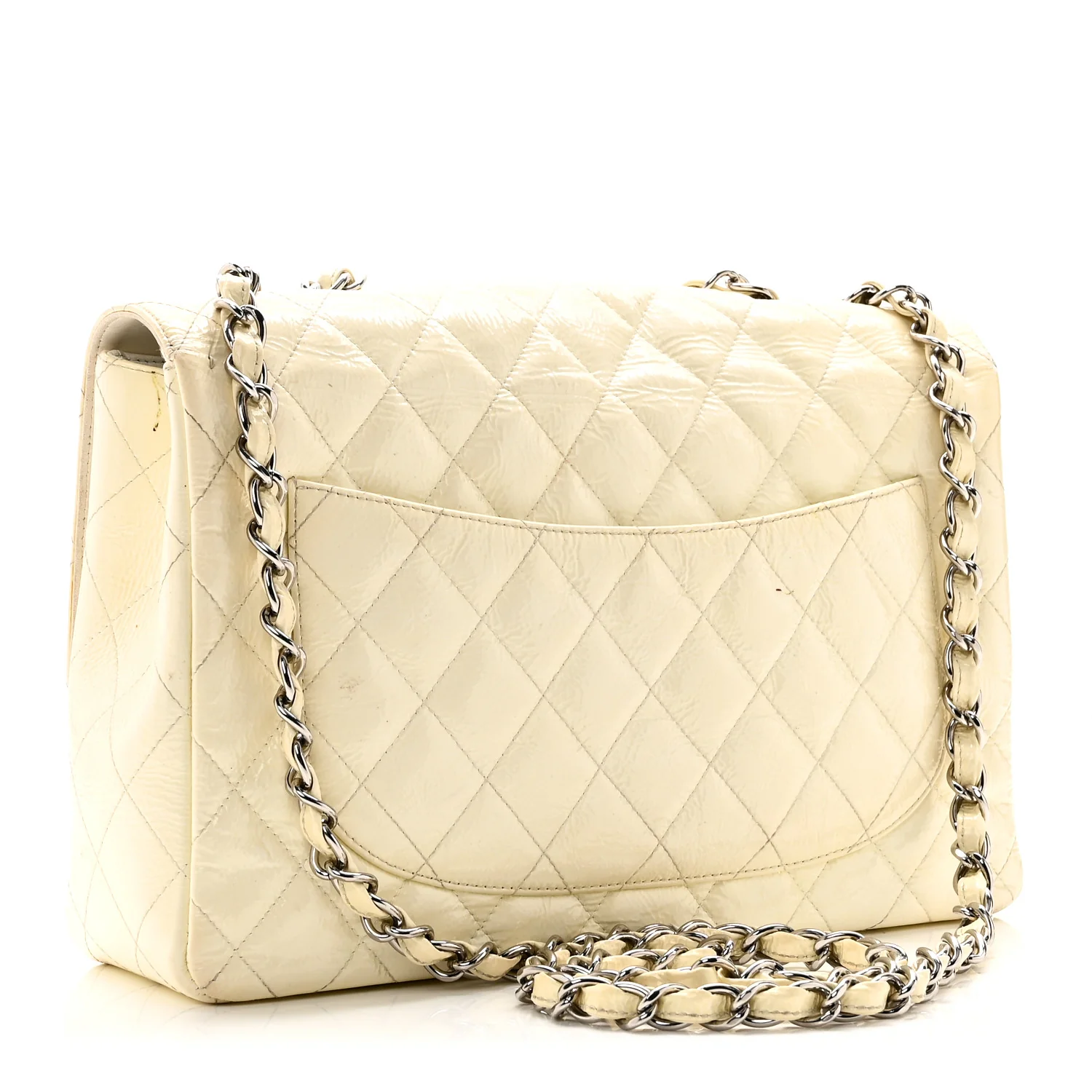 Distressed Patent Jumbo Single Flap White - Image 3