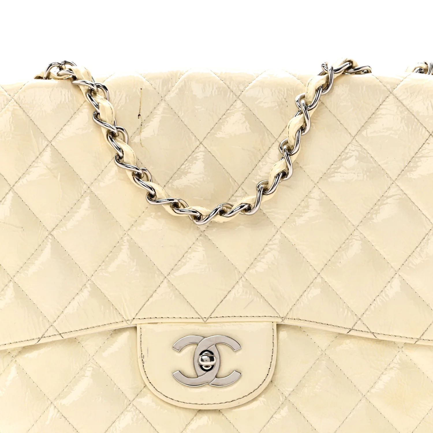 Distressed Patent Jumbo Single Flap White - Image 8