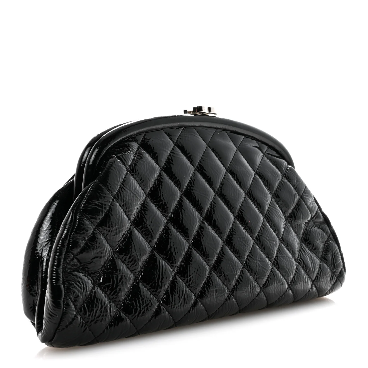 Distressed Patent Quilted Timeless Clutch Black - Image 3