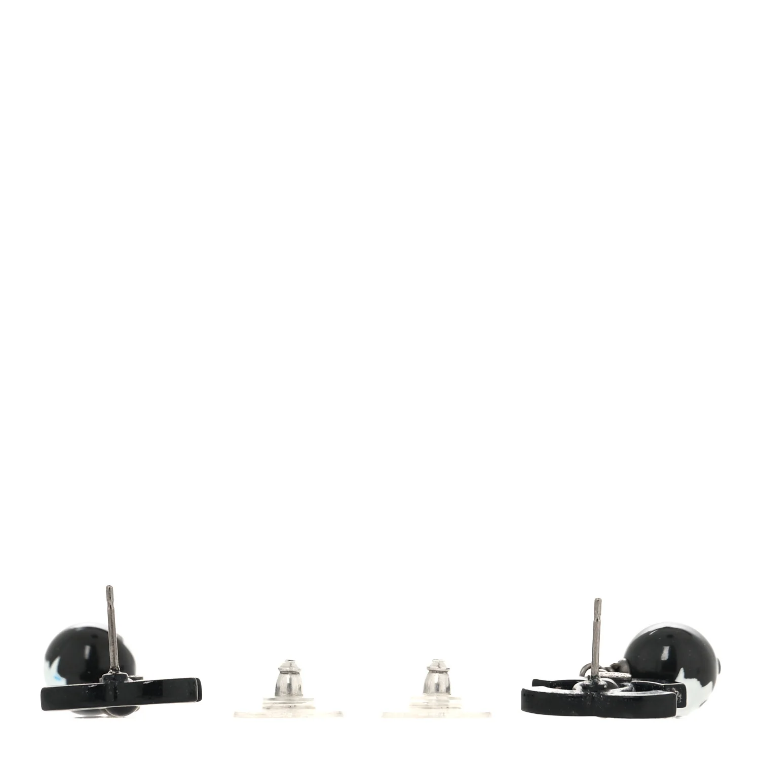 Enamel Bead CC Coco Drop Earrings Black - Image 7