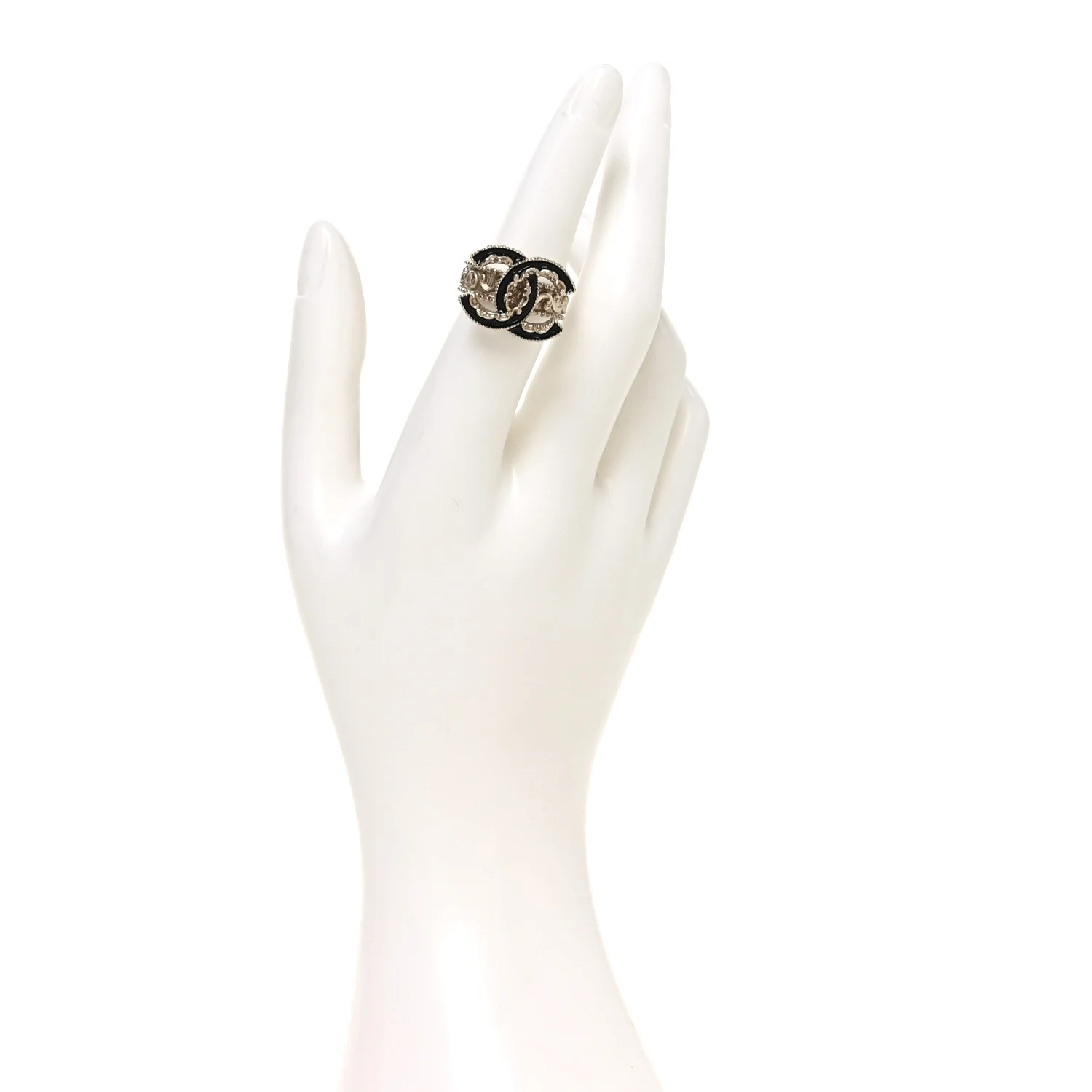 Enamel CC Baroque Ring 52 6 Black Gold - Image 2
