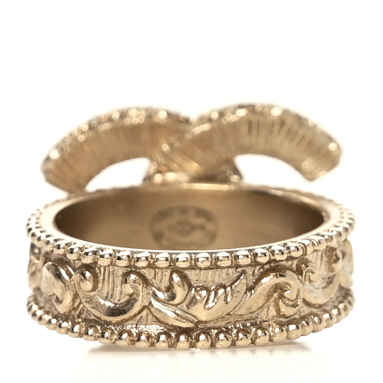 Enamel CC Baroque Ring 52 6 Black Gold - Image 3