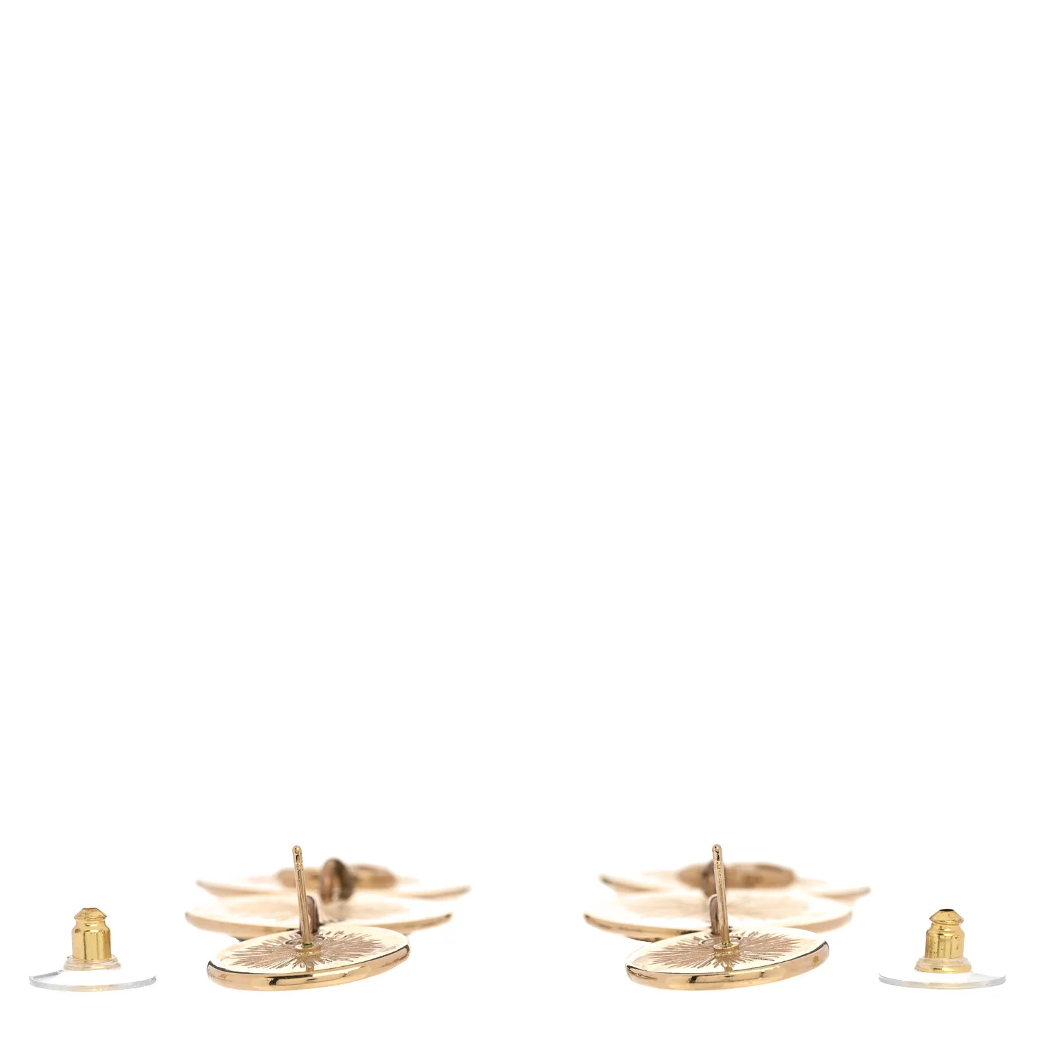 Enamel CC Disc Drop Medallion Earrings Gold Black - Image 3