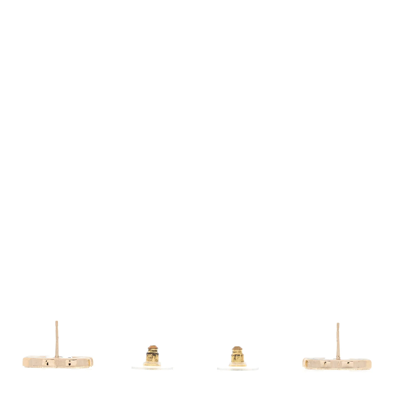 Enamel CC Earrings Gold White - Image 3