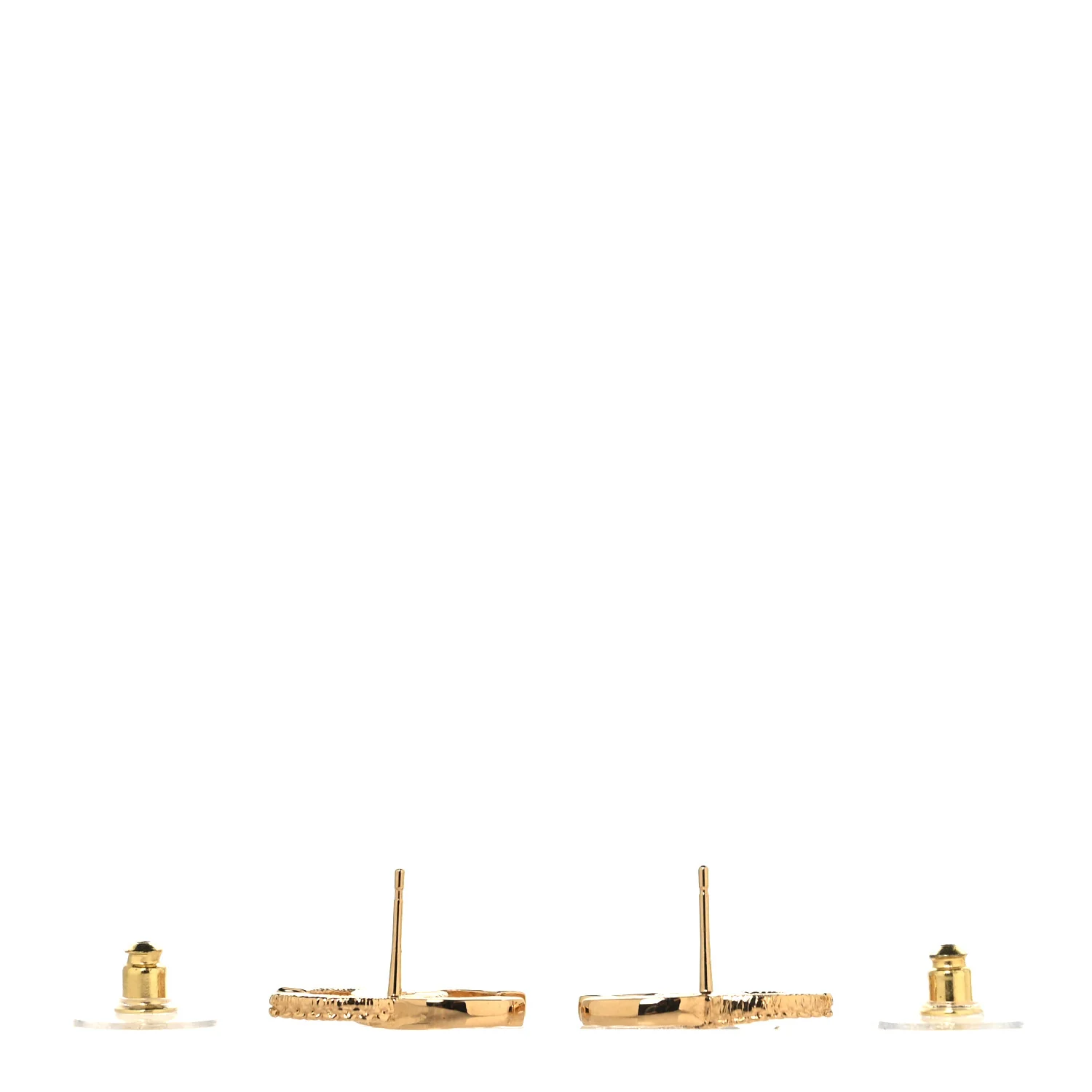Enamel CC Textured Earrings Black Gold - Image 3