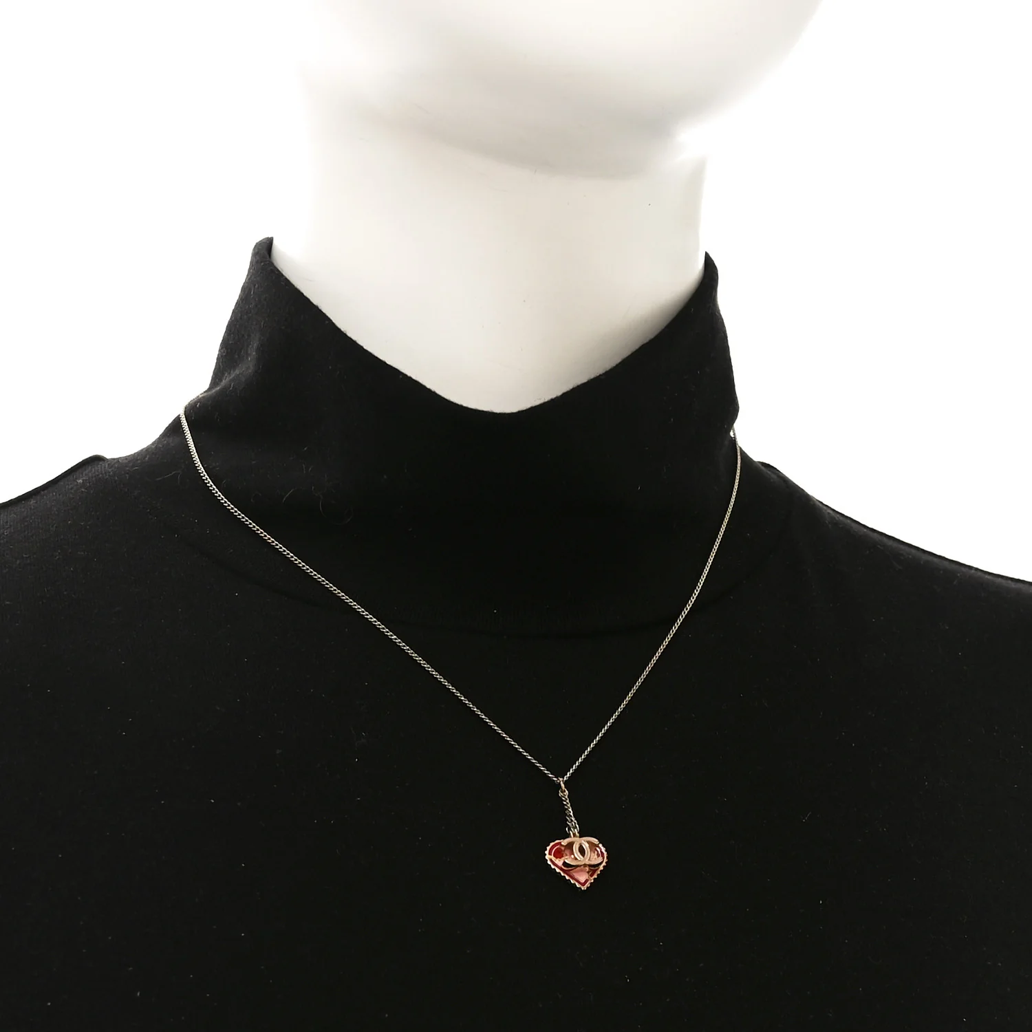 Enamel Heart CC Charm Necklace Gold - Image 2