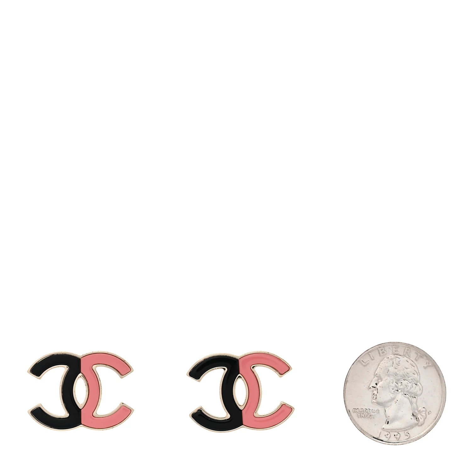 Enamel Large CC Earrings Black Pink - Image 2