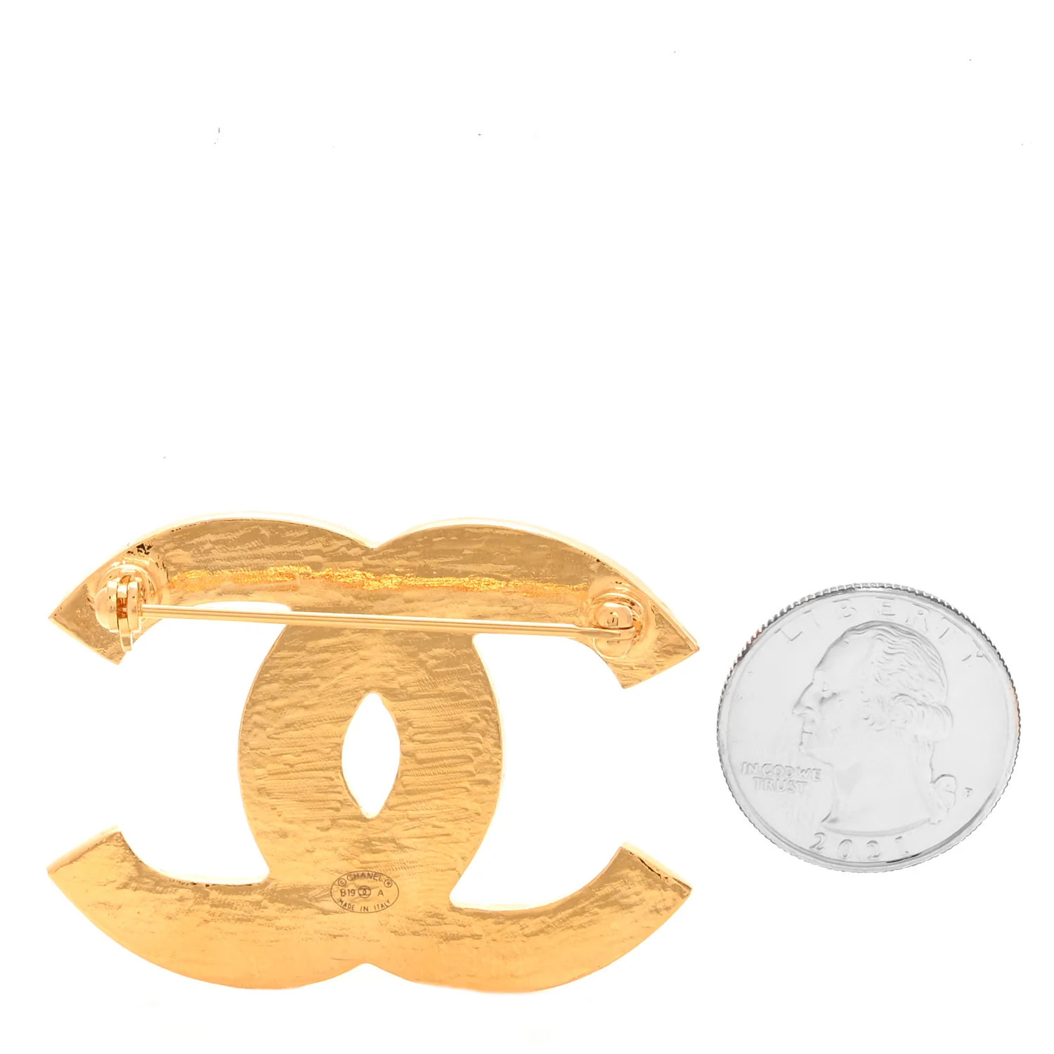 Enamel Studded CC Brooch Black Gold - Image 2