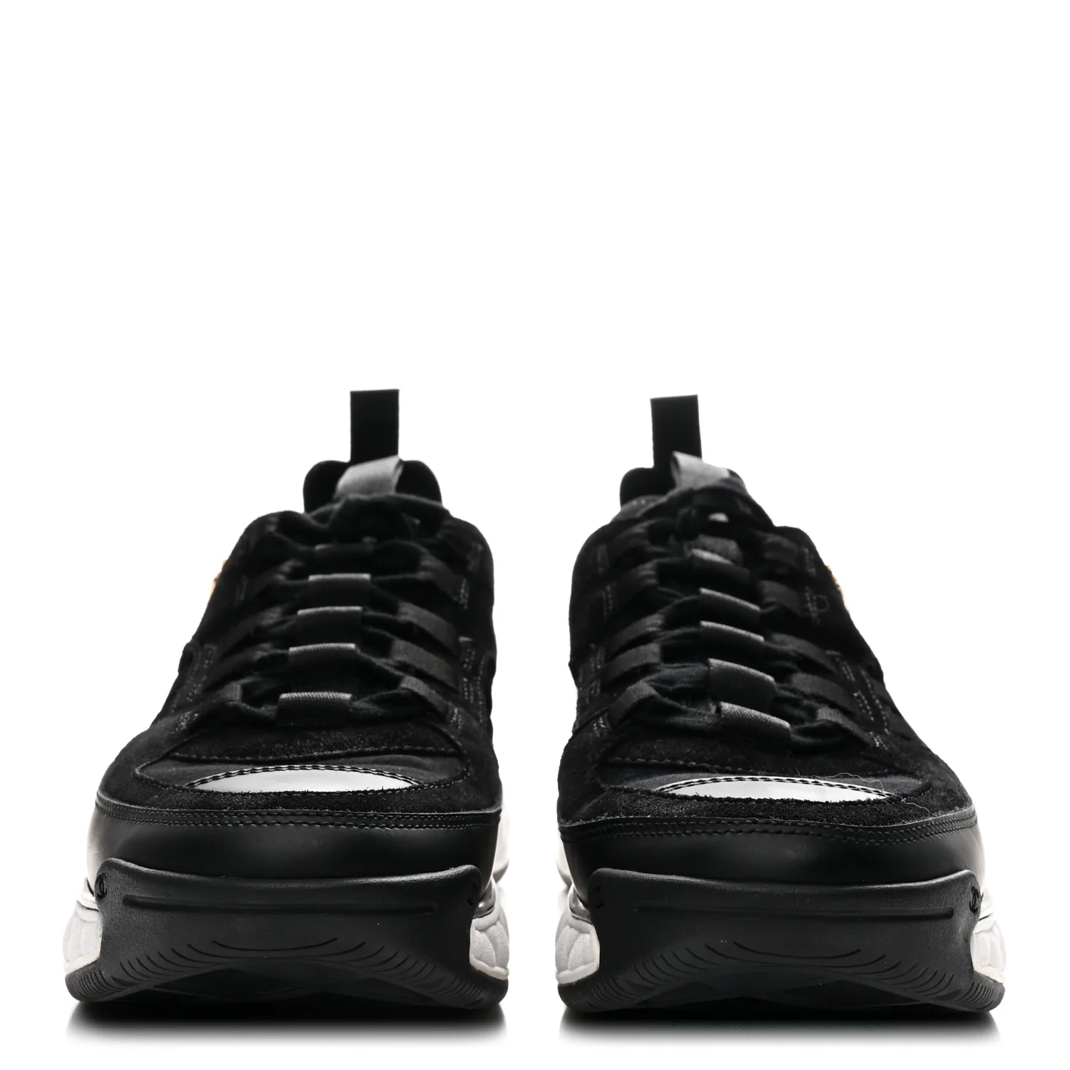 Fabric Calfskin Suede CC Sneakers 37.5 Black - Image 3