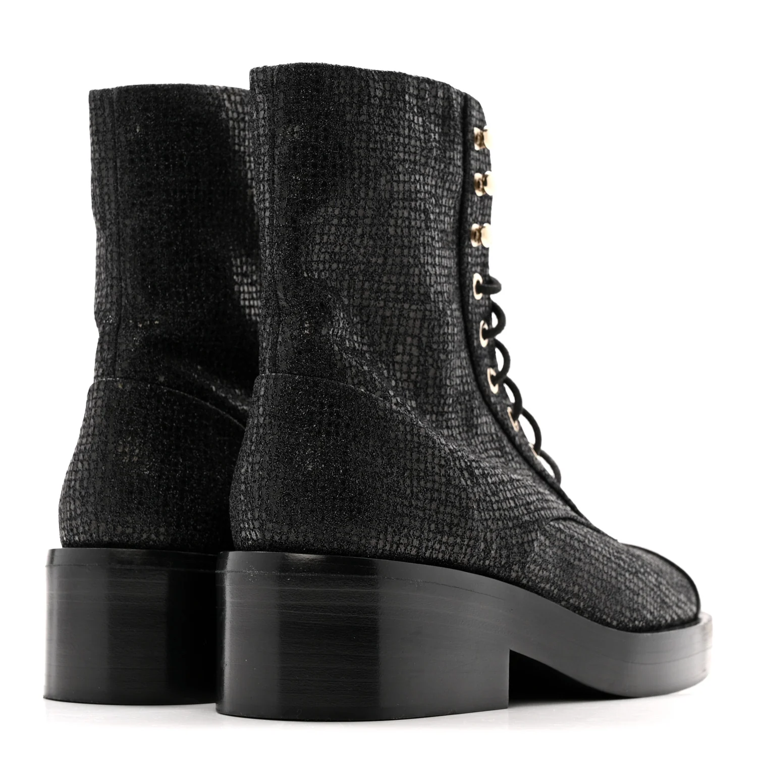 Fabric Crossgrain Cap Toe Combat Boots 38.5 Black - Image 5