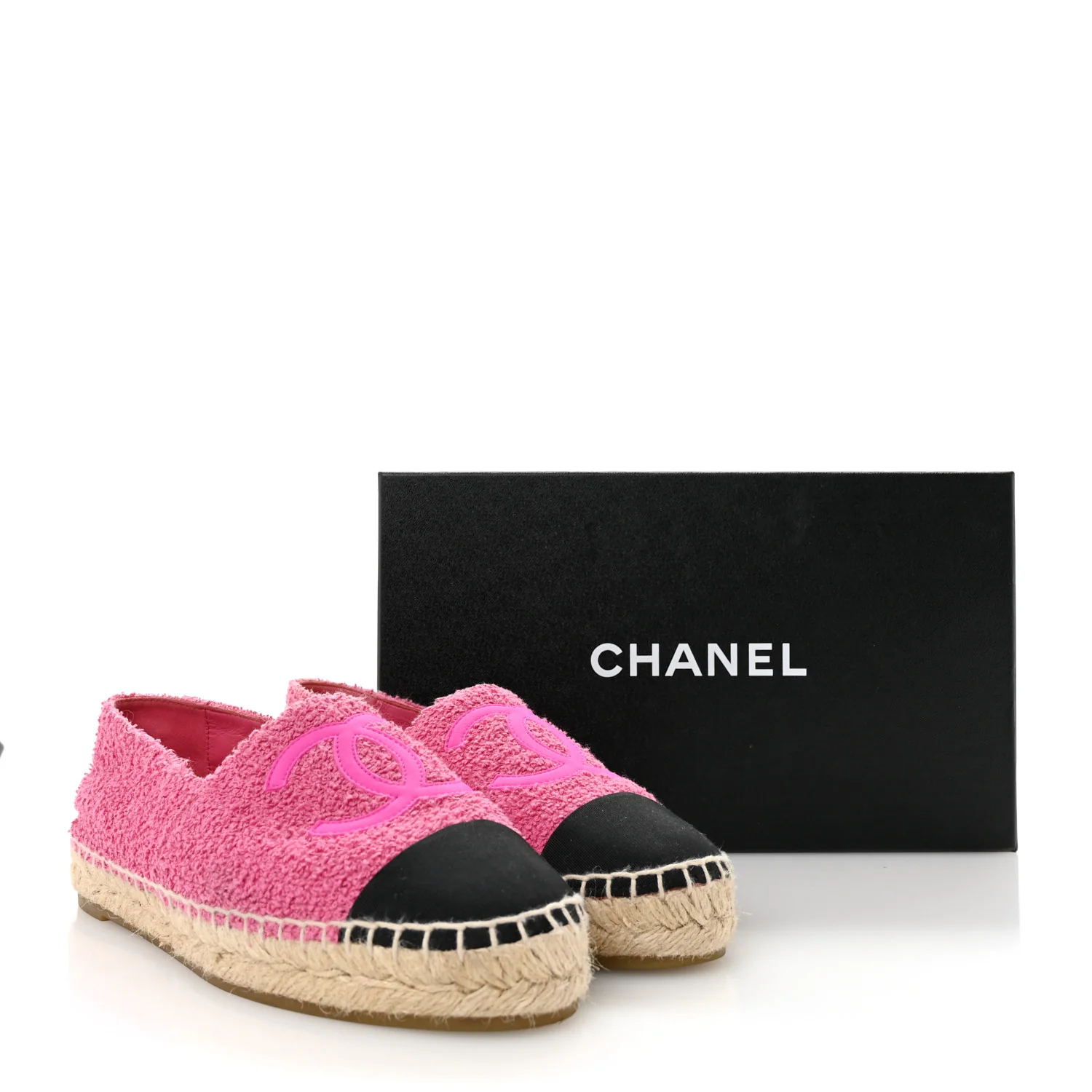Fabric Grosgrain CC Espadrilles 38 Dark Pink Black - Image 10