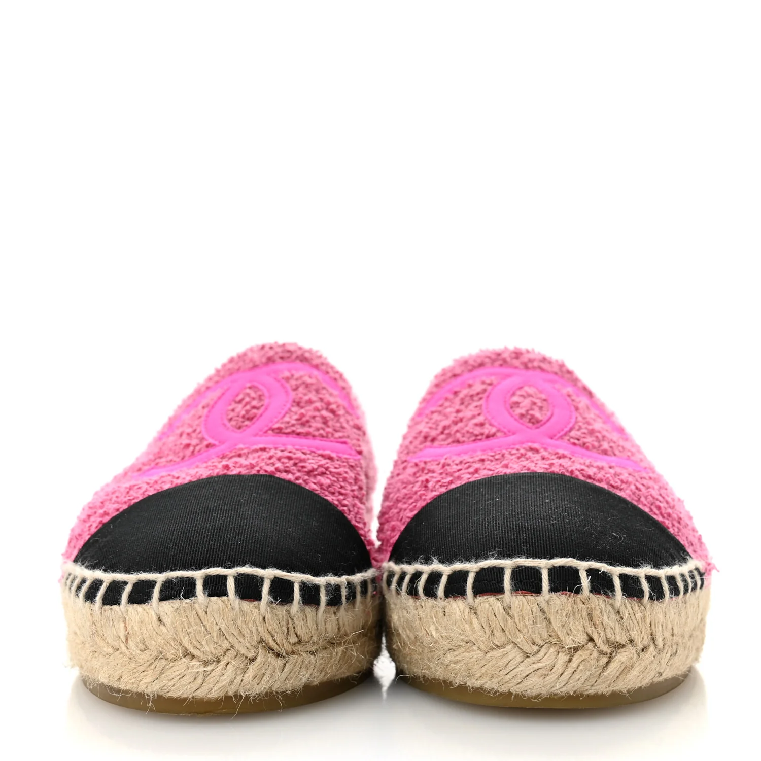 Fabric Grosgrain CC Espadrilles 38 Dark Pink Black - Image 3