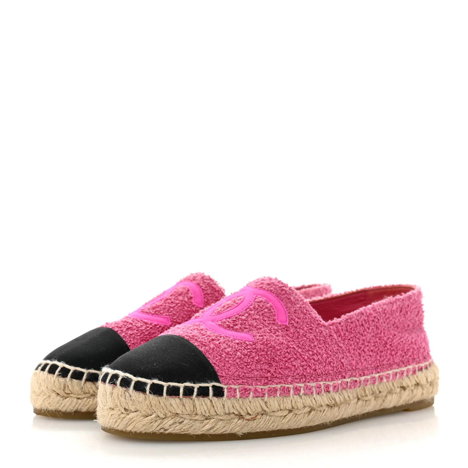 Fabric Grosgrain CC Espadrilles 38 Dark Pink Black - Image 4