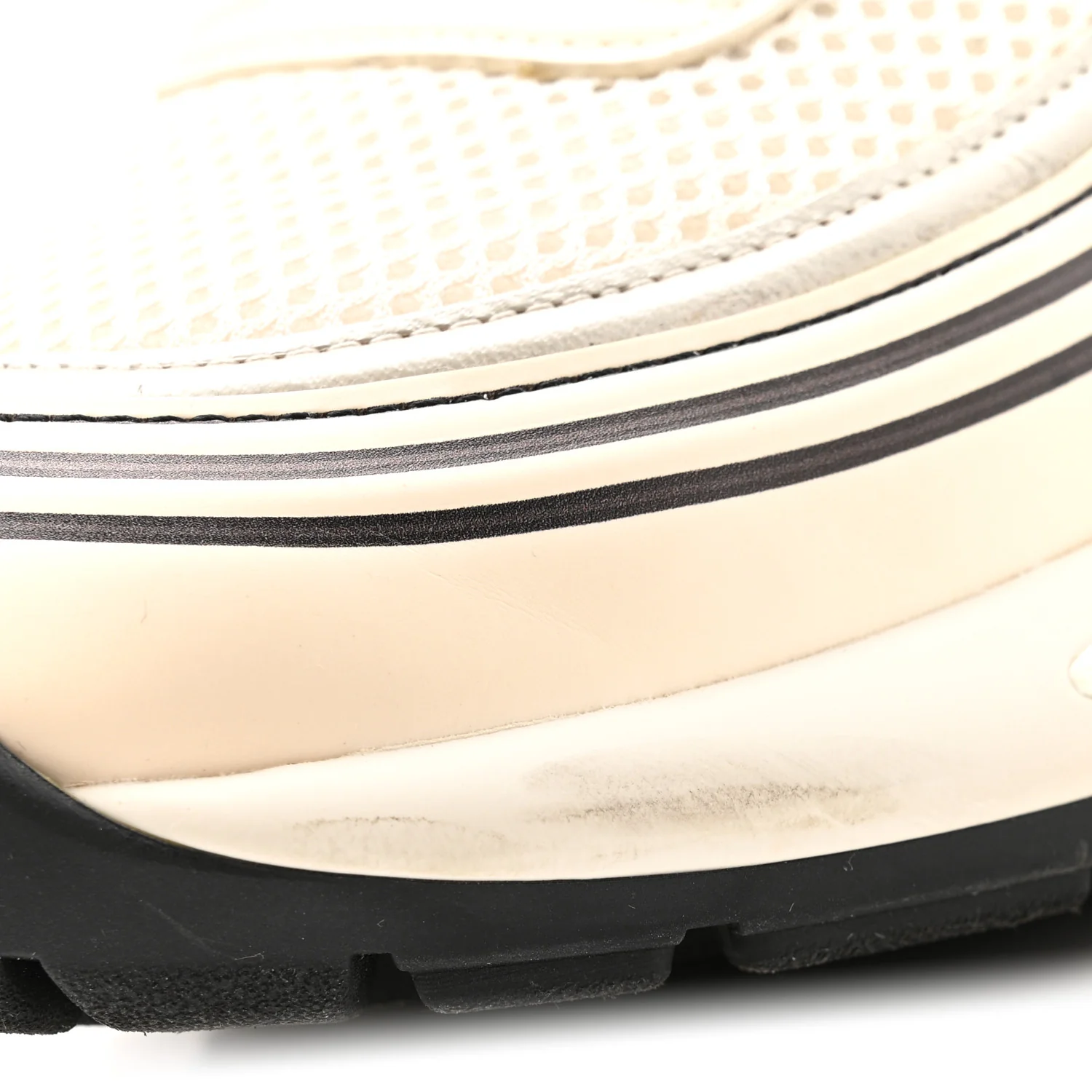 Fabric Laminated Calfskin Stretch CC Sneakers 37 Ivory White Silver - Image 12