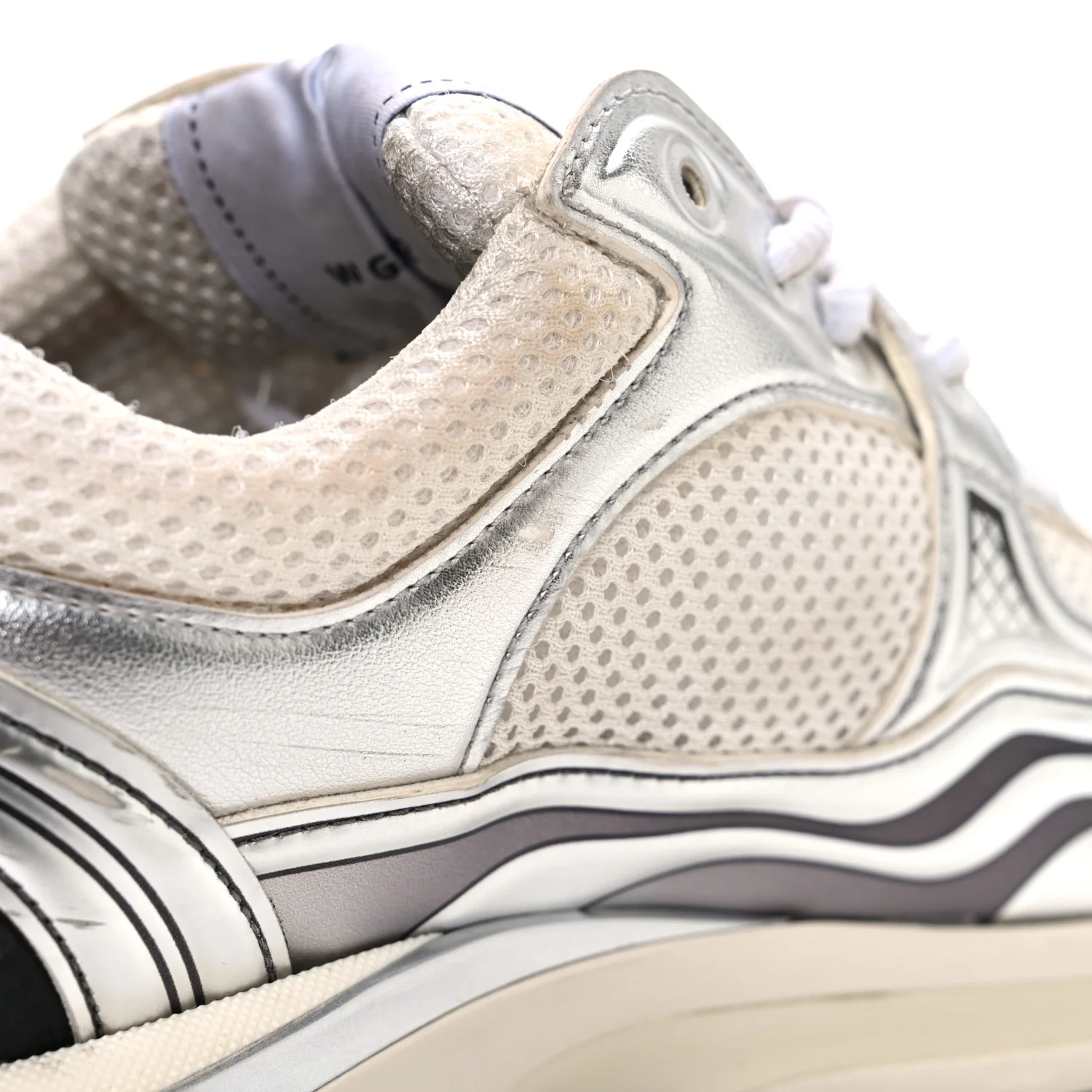 Fabric Laminated Calfskin Stretch CC Sneakers 37 White Silver - Image 11