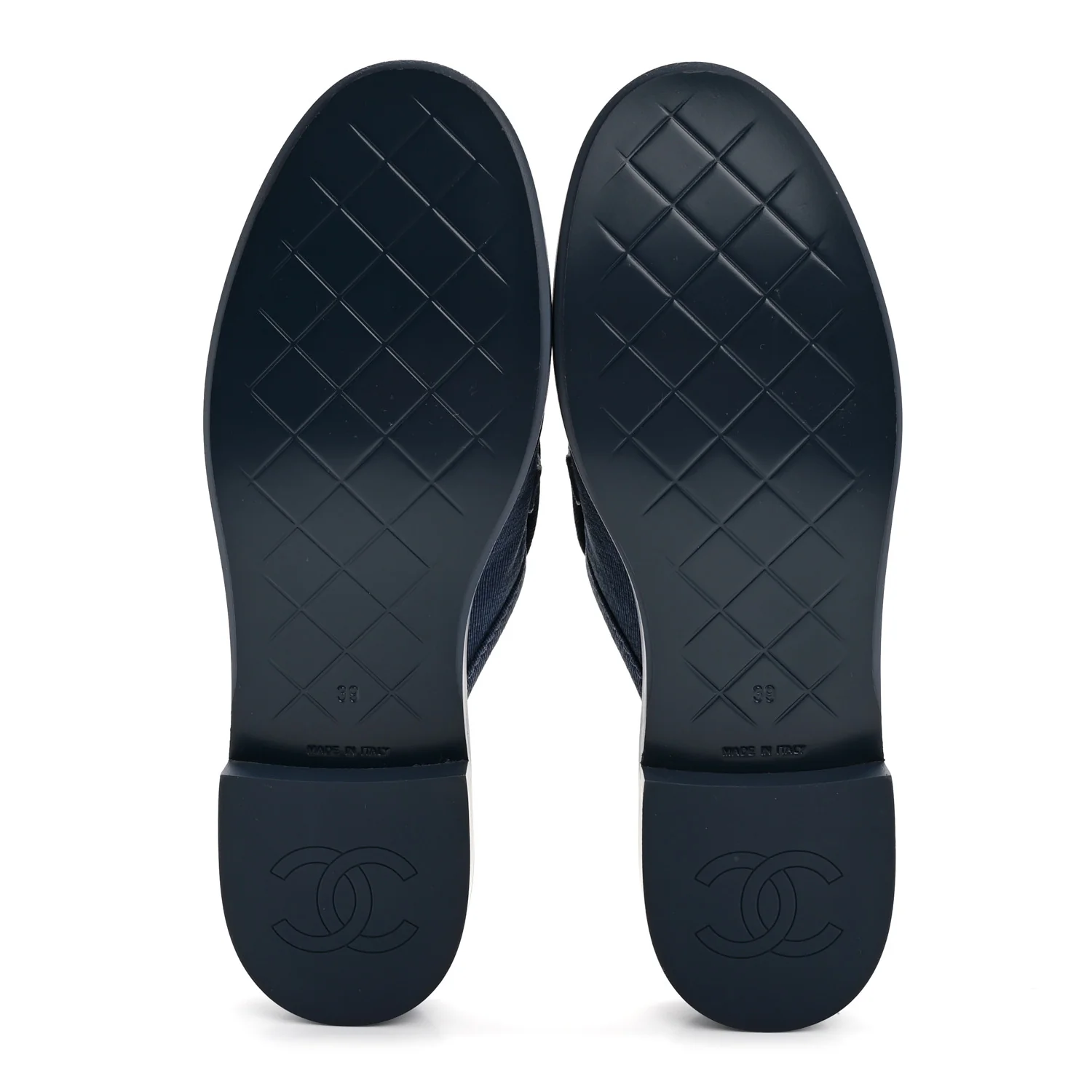 Fabric Quilted CC Turnlock Mules 39 Blue - Image 11
