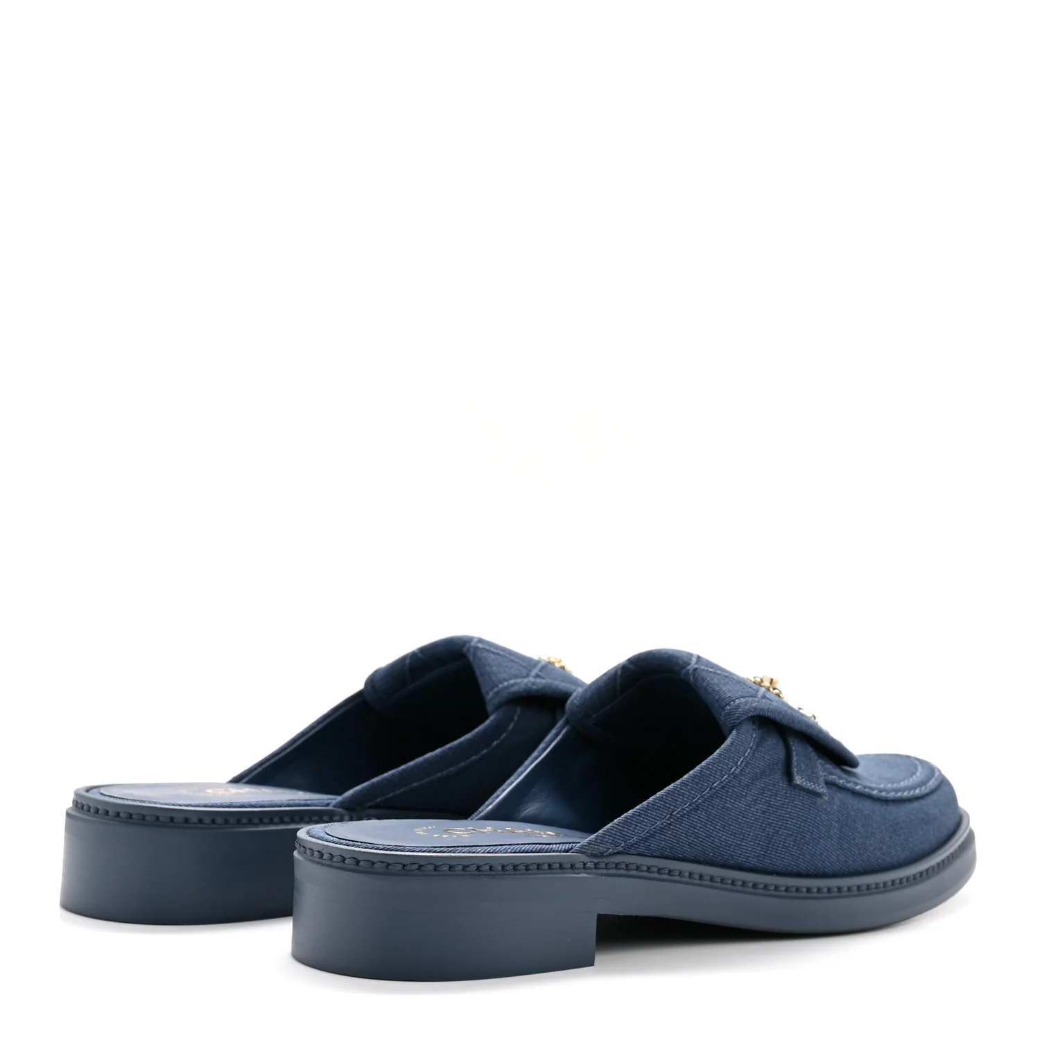 Fabric Quilted CC Turnlock Mules 39 Blue - Image 9