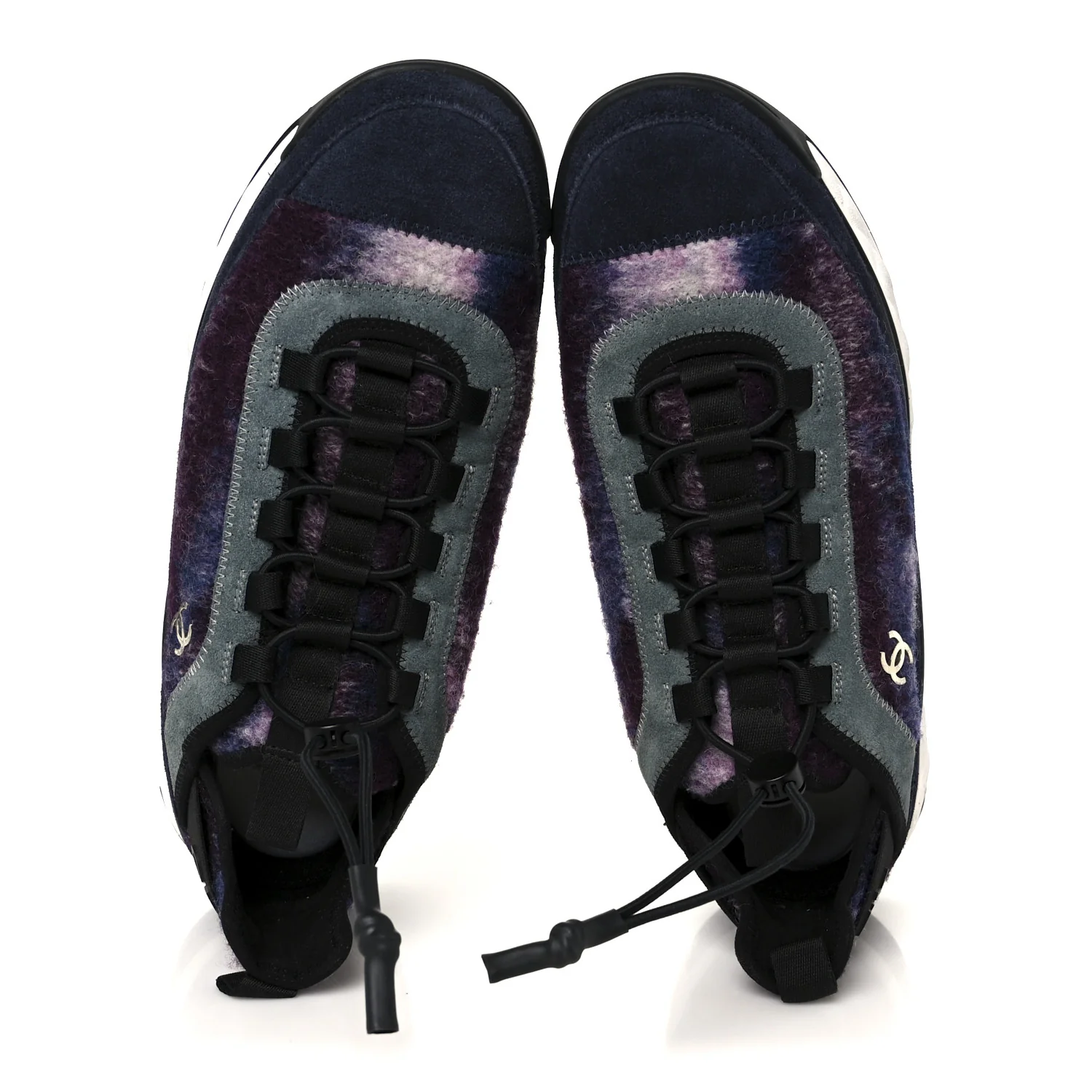 Fabric Suede Calfskin CC Sneakers 41 Blue Black Purple - Image 2