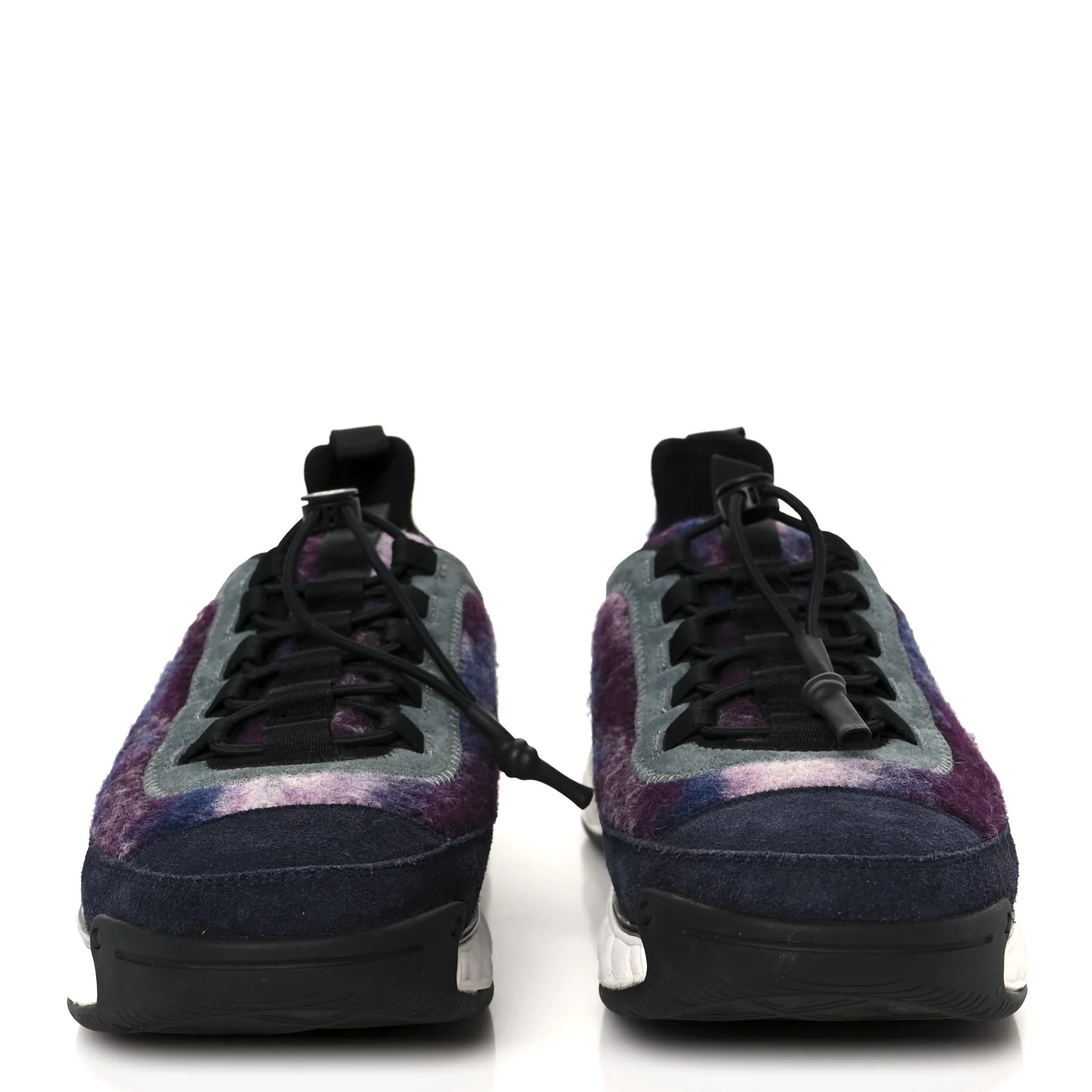 Fabric Suede Calfskin CC Sneakers 41 Blue Black Purple - Image 3