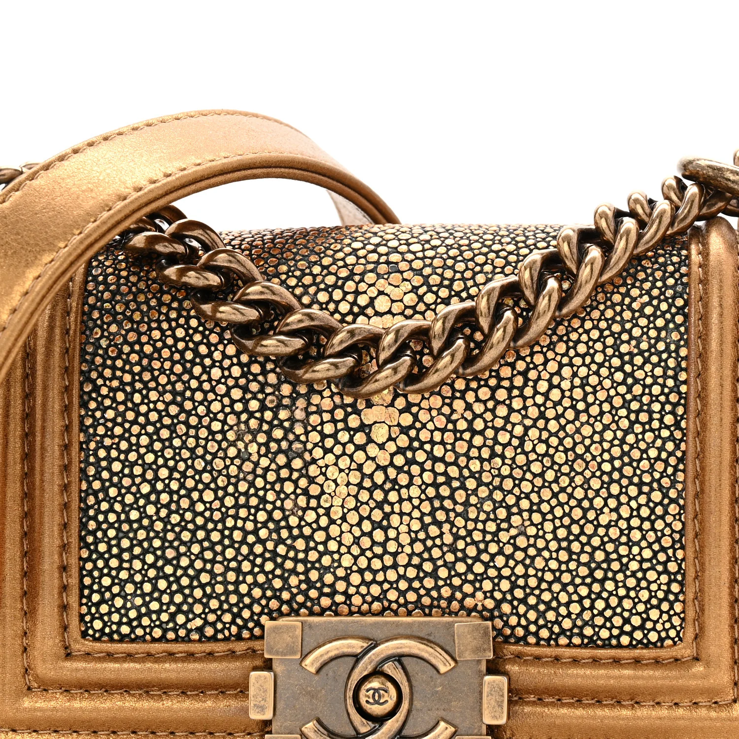 Galuchat Stingray Mini Boy Flap Gold - Image 14