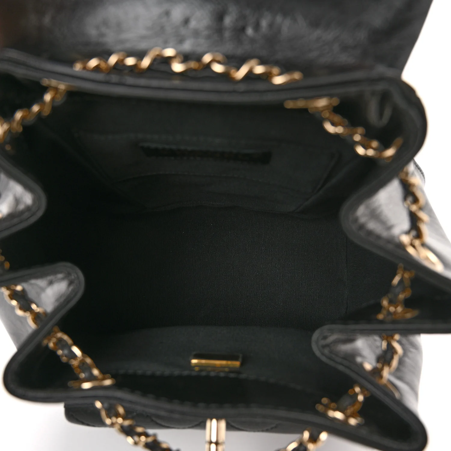 Glazed Aged Calfskin Quilted Small Duma Drawstring Backpack Black - Image 5