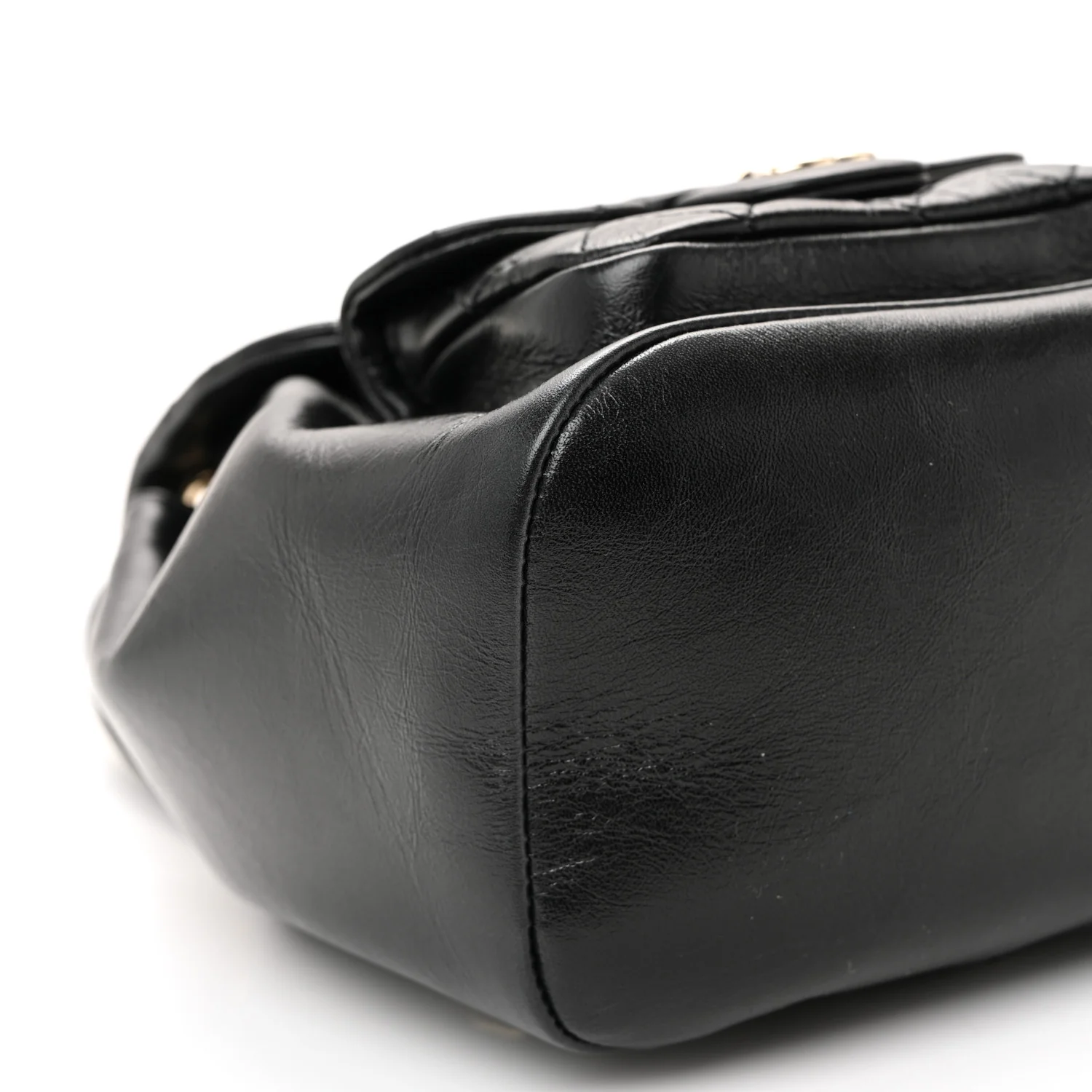 Glazed Aged Calfskin Quilted Small Duma Drawstring Backpack Black - Image 9