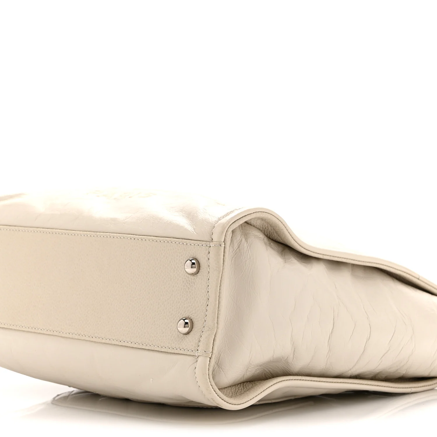 Glazed Calfskin Mini Deauville Tote White - Image 10
