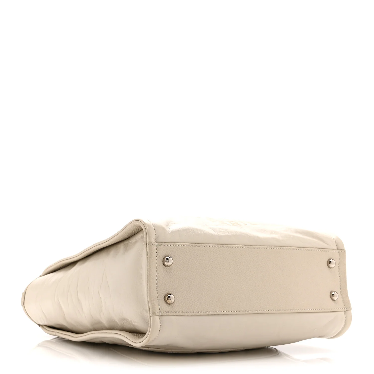 Glazed Calfskin Mini Deauville Tote White - Image 4