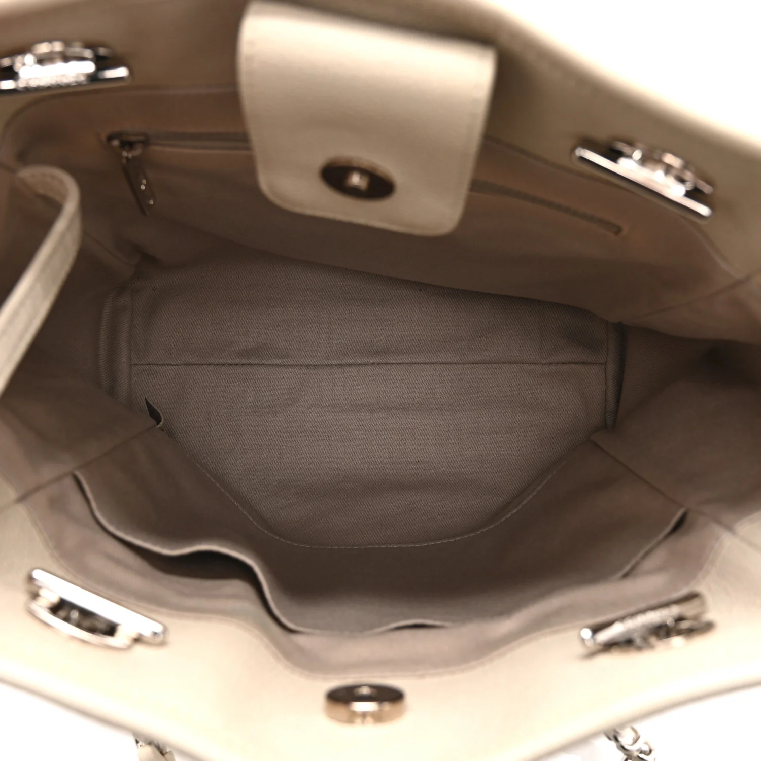 Glazed Calfskin Mini Deauville Tote White - Image 5